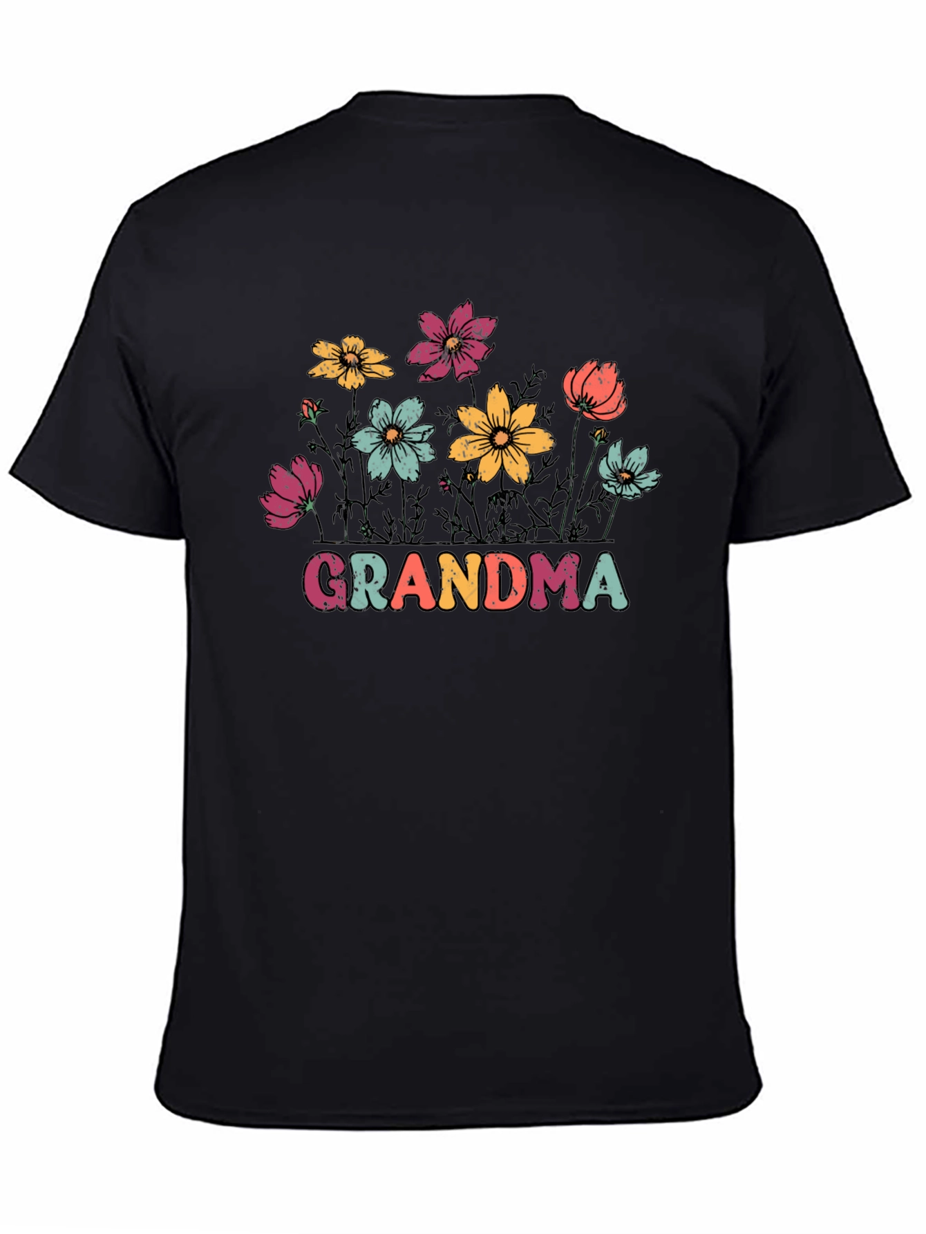 Grandma Floral Graphic Tee - Black Unisex T-Shirt