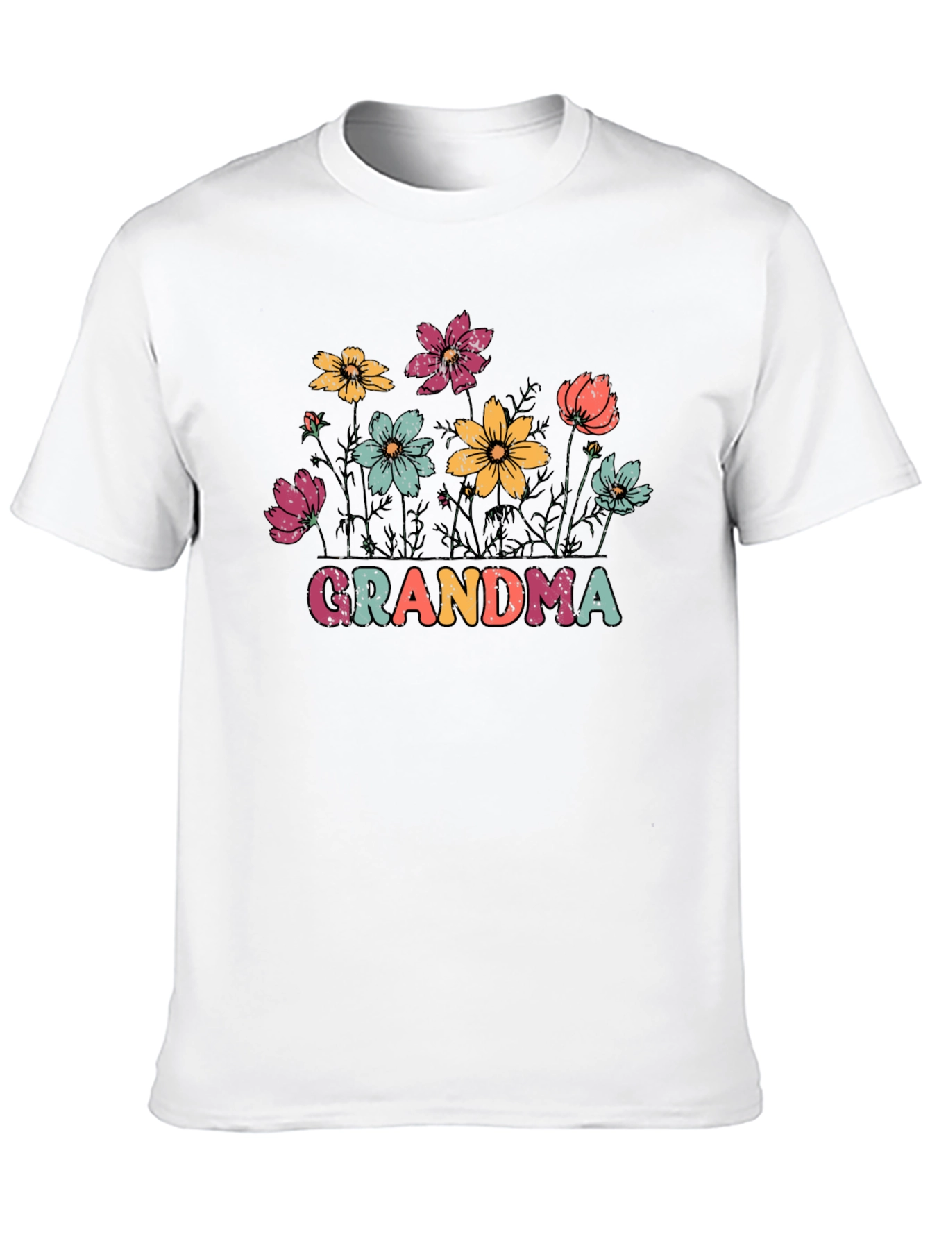 Grandma Floral Graphic Tee - Black Unisex T-Shirt