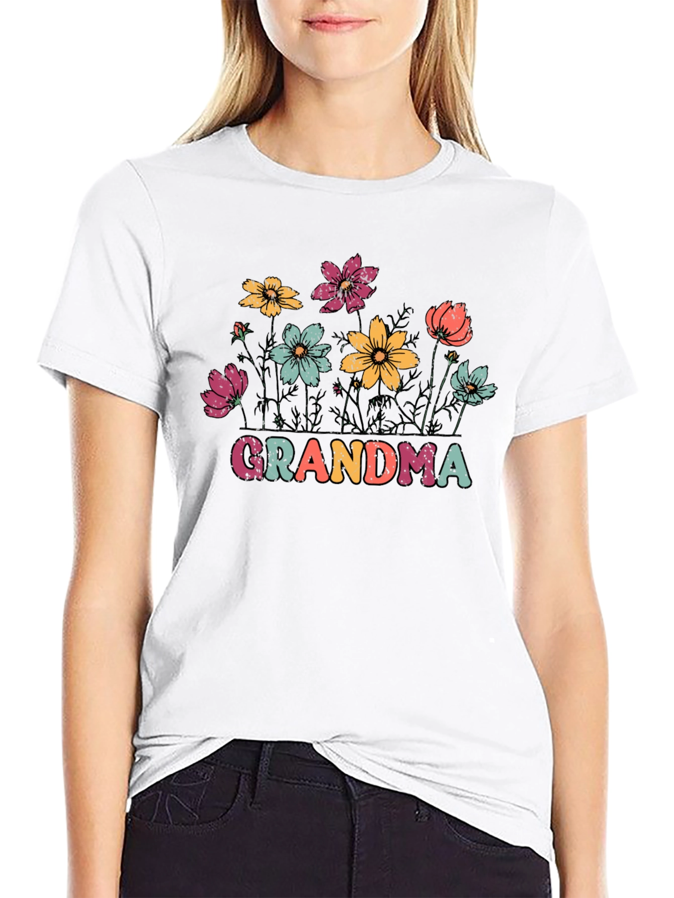 Grandma Floral Graphic Tee - Black Unisex T-Shirt