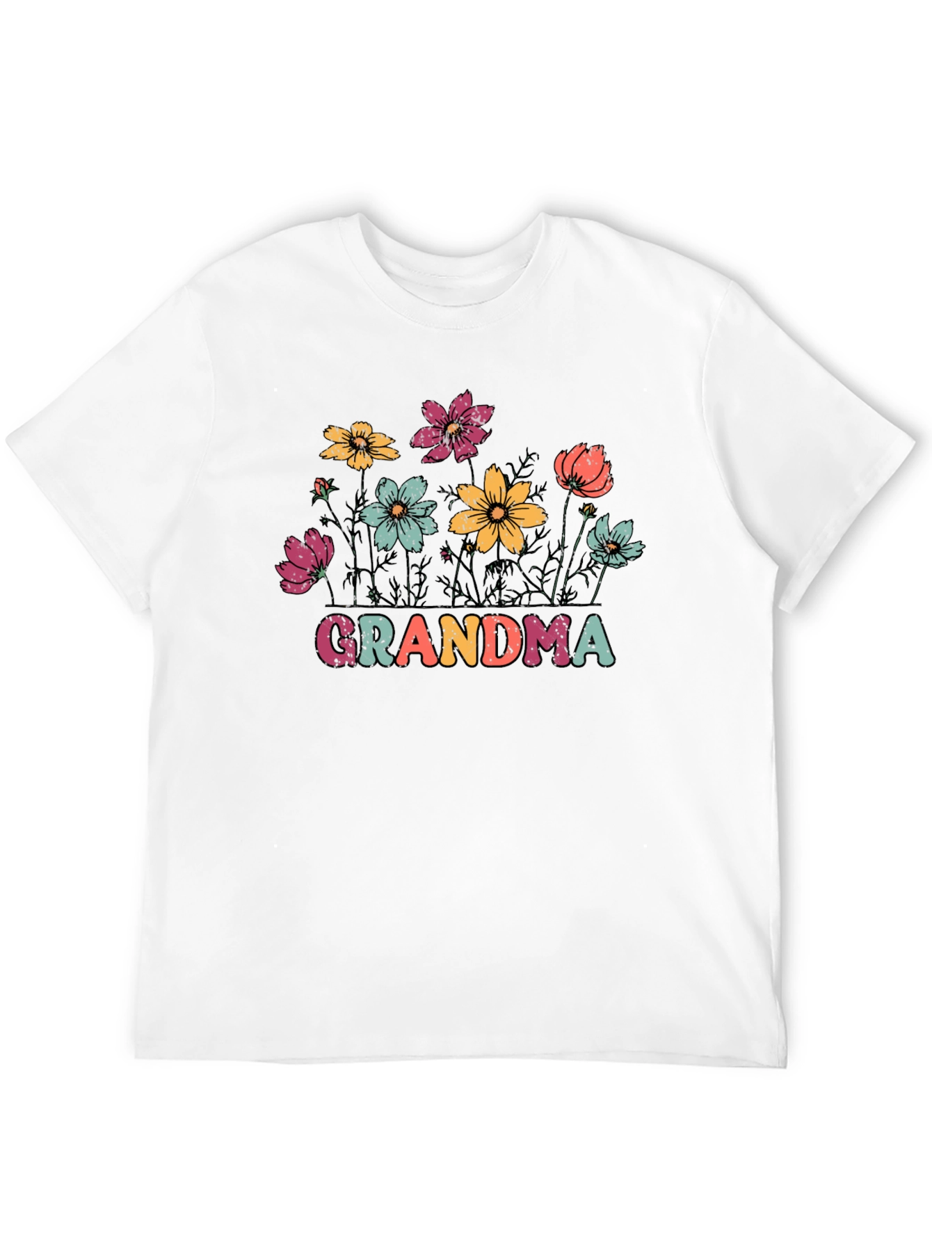 Grandma Floral Graphic Tee - Black Unisex T-Shirt