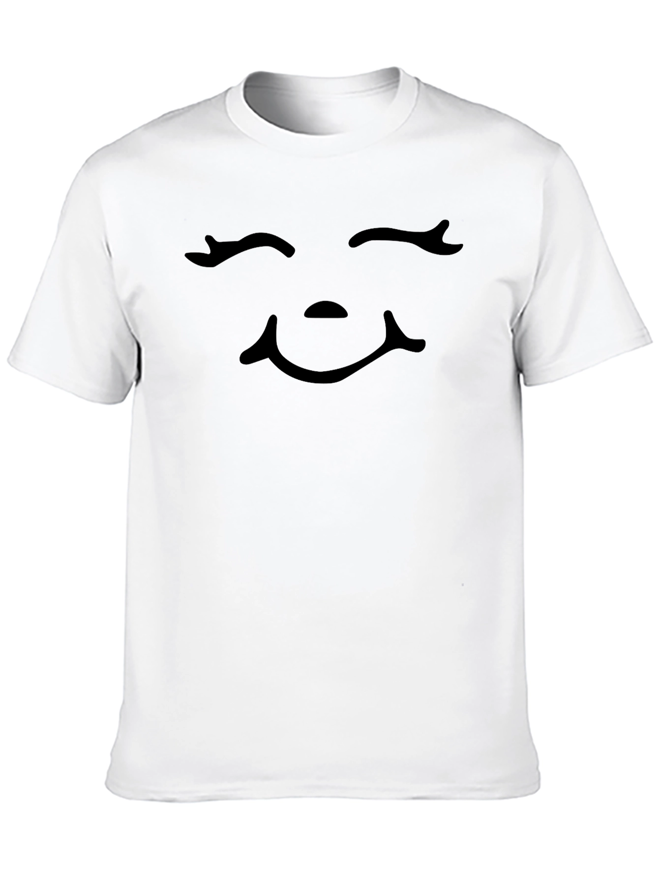 Smiling Face Graphic Tee - Black Cotton Blend
