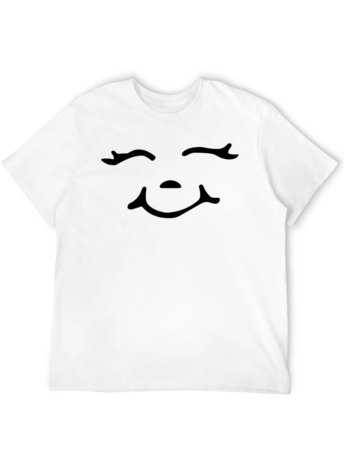 Smiling Face Graphic Tee - Black Cotton Blend