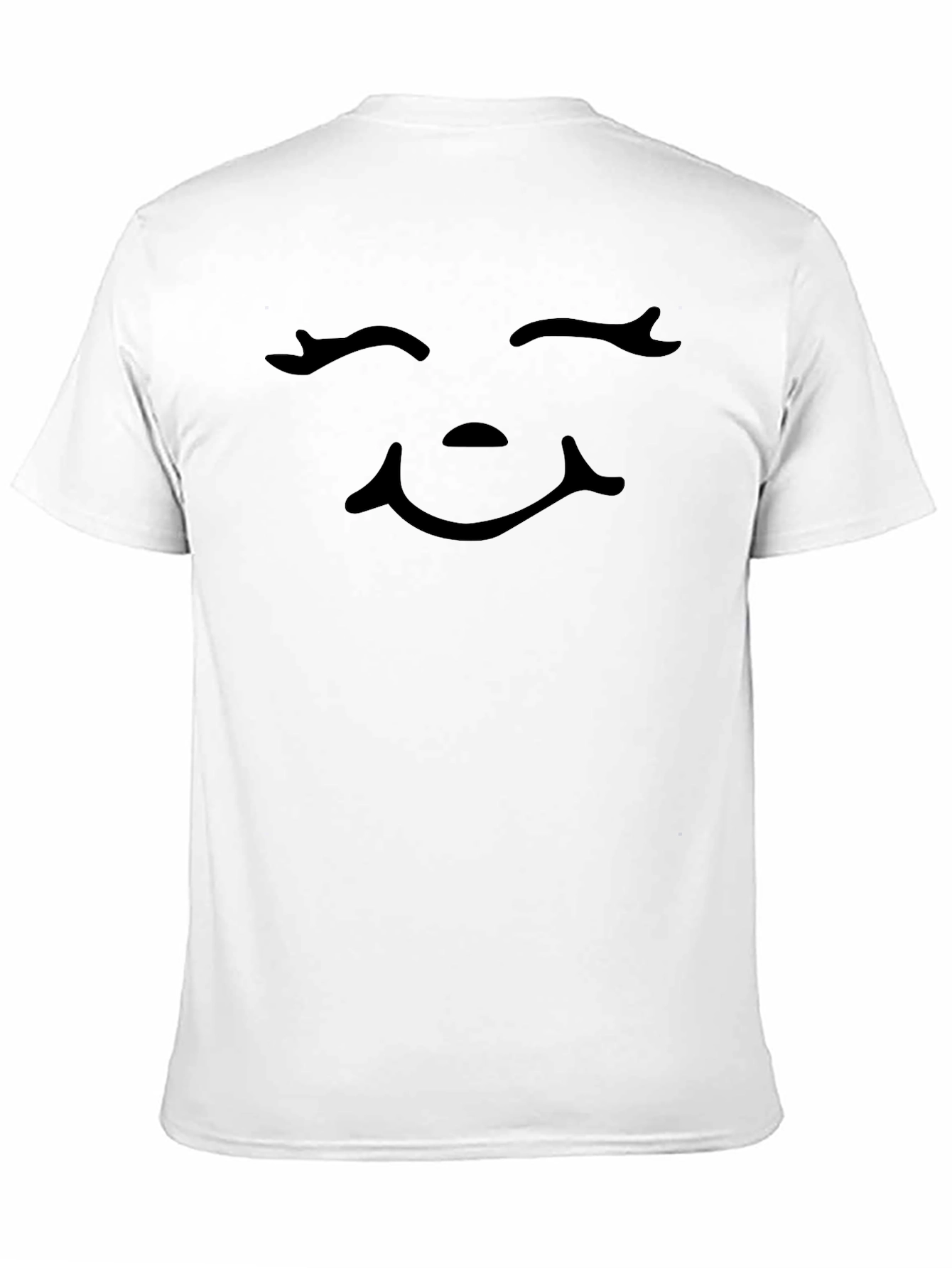Smiling Face Graphic Tee - Black Cotton Blend