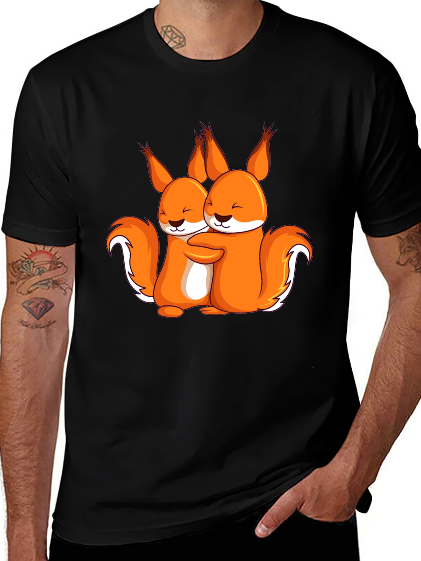 Squirrel Hug Graphic T-Shirt - Cute & Comfy