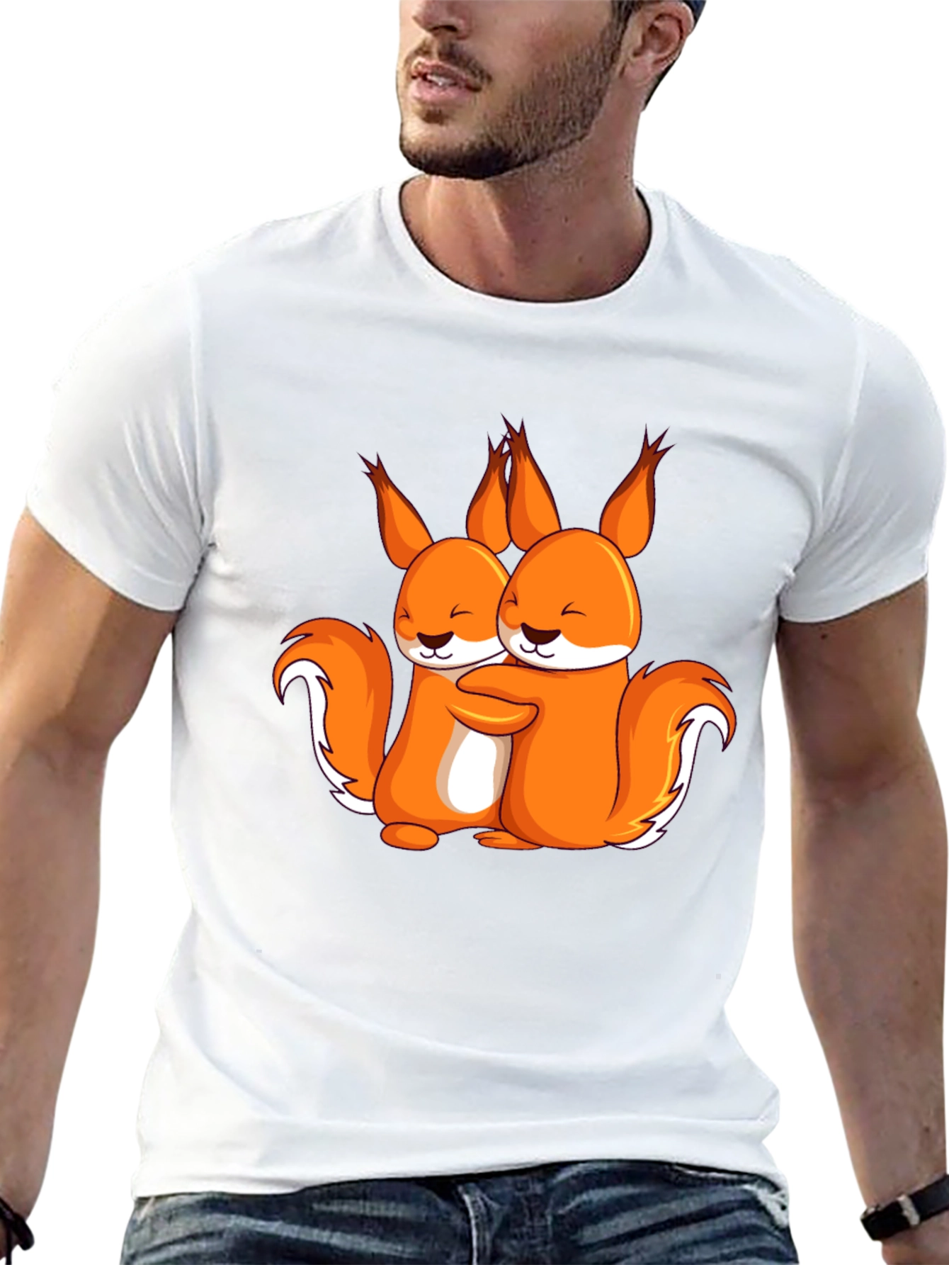 Squirrel Hug Graphic T-Shirt - Cute & Comfy