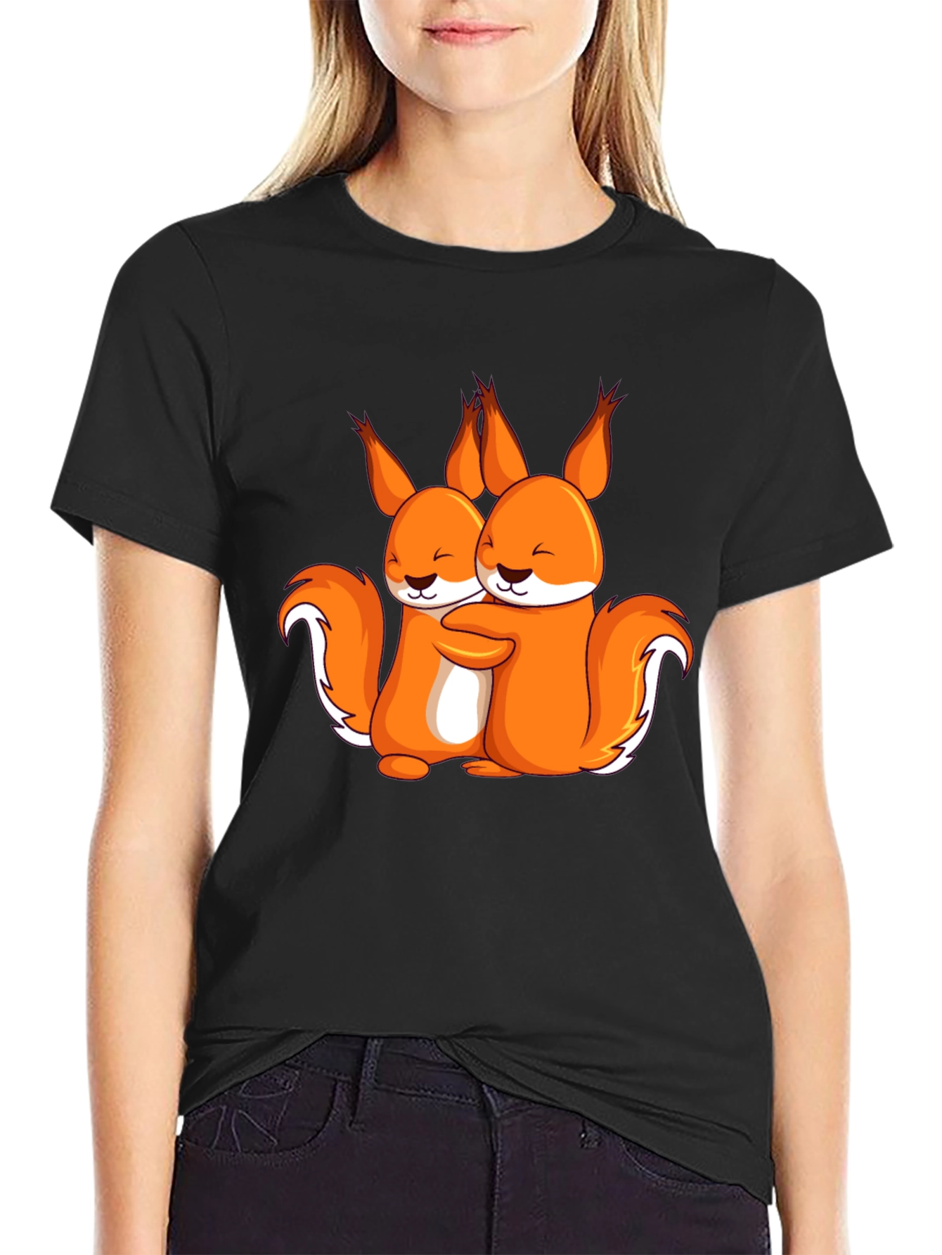 Squirrel Hug Graphic T-Shirt - Cute & Comfy