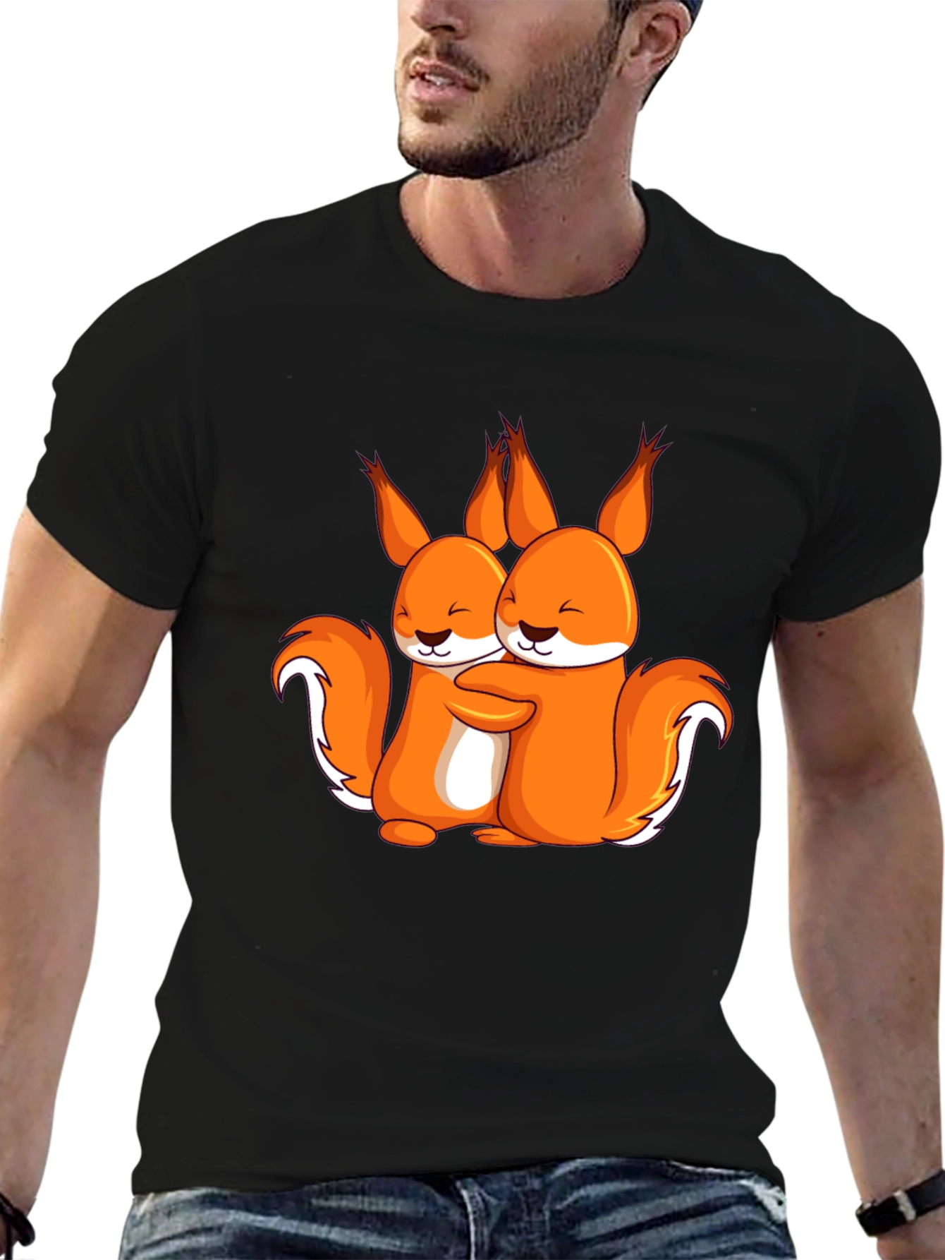 Squirrel Hug Graphic T-Shirt - Cute & Comfy