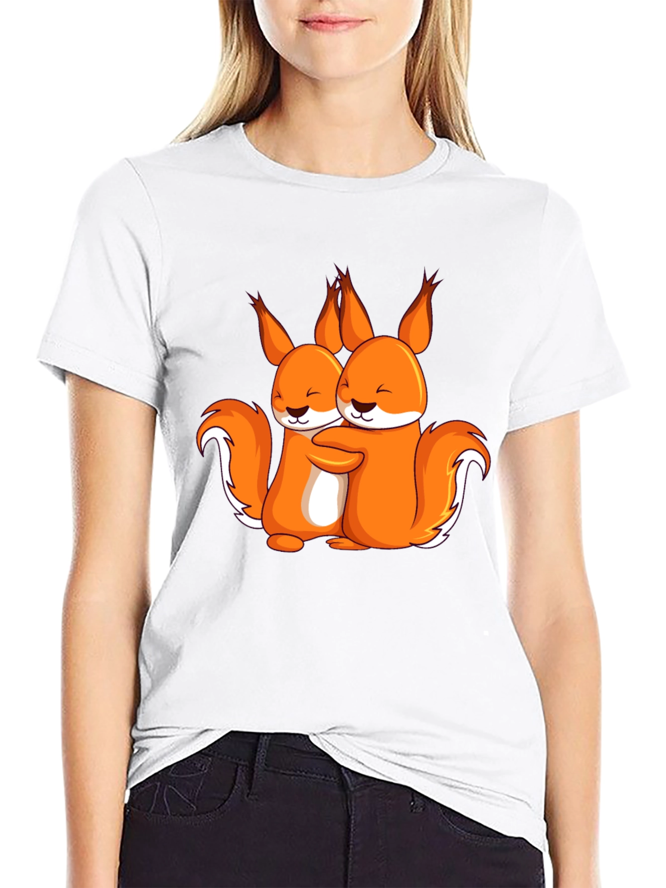 Squirrel Hug Graphic T-Shirt - Cute & Comfy