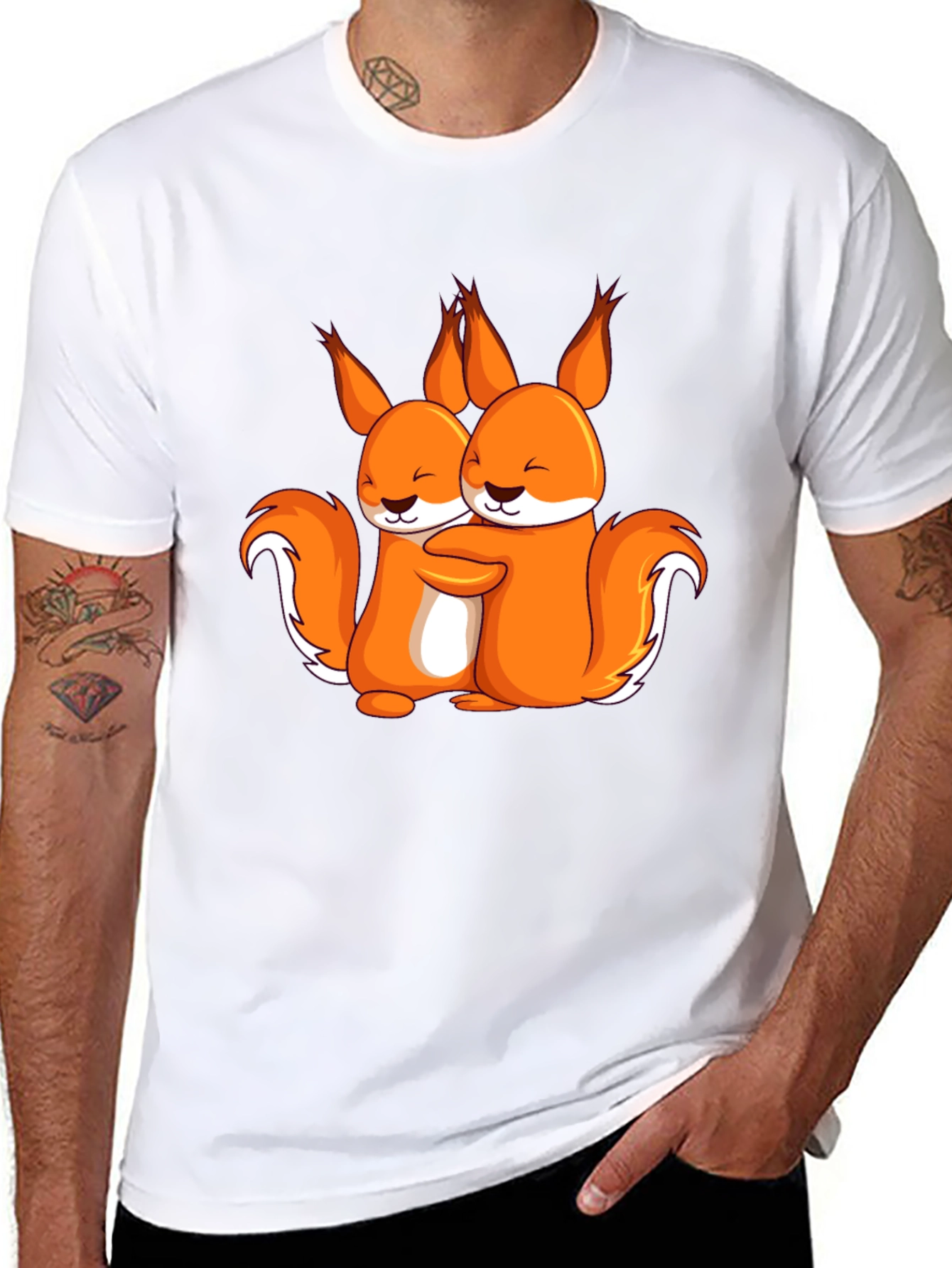 Squirrel Hug Graphic T-Shirt - Cute & Comfy