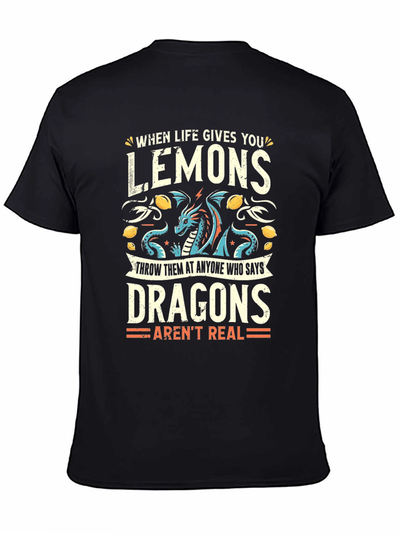 Funny Dragon Lemon Graphic T-Shirt
