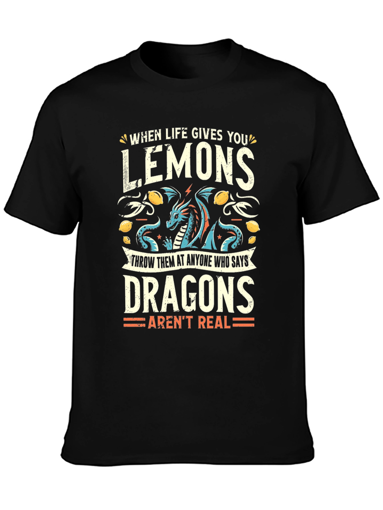 Funny Dragon Lemon Graphic T-Shirt