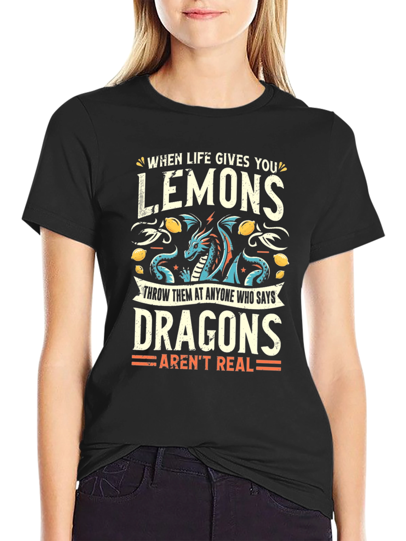 Funny Dragon Lemon Graphic T-Shirt