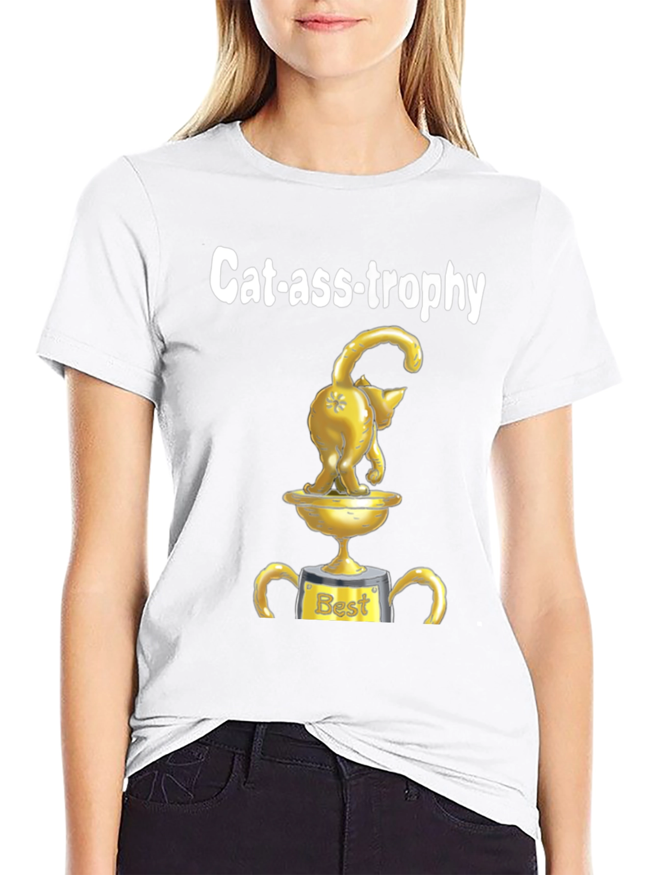 Cat-ass-trophy T-Shirt: Funny Cat Trophy Graphic Tee