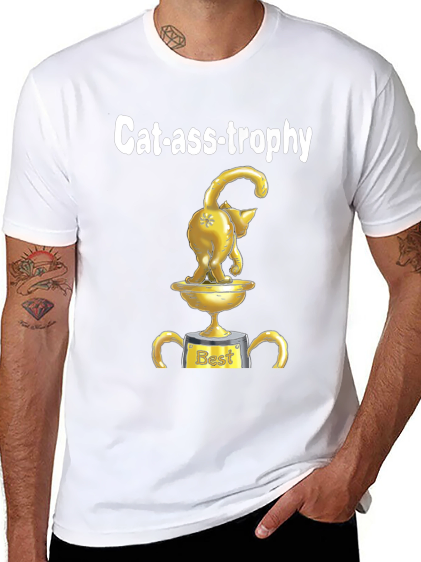 Cat-ass-trophy T-Shirt: Funny Cat Trophy Graphic Tee