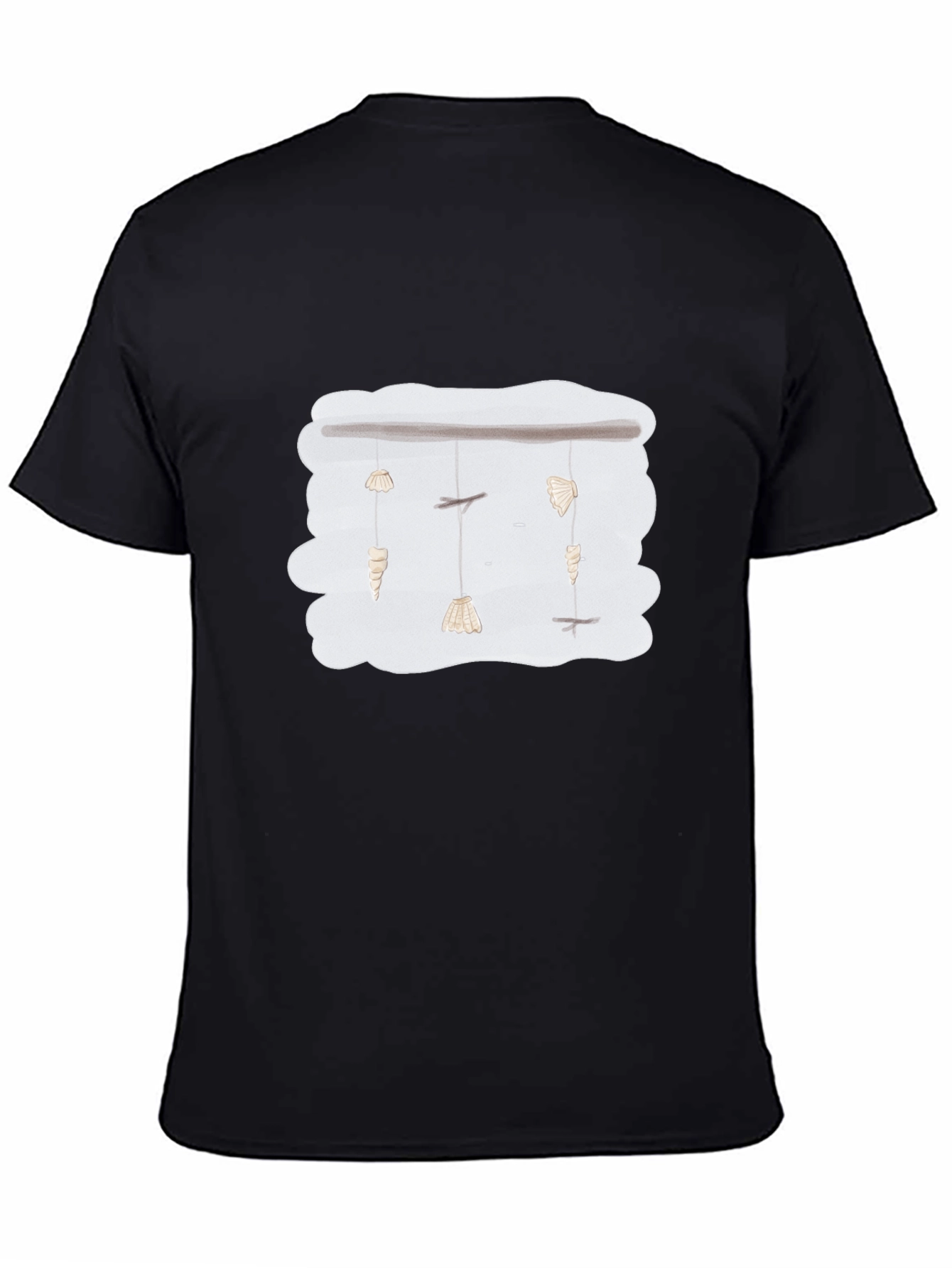 Sea Shell Mobile Graphic Tee - Black Cotton T-Shirt