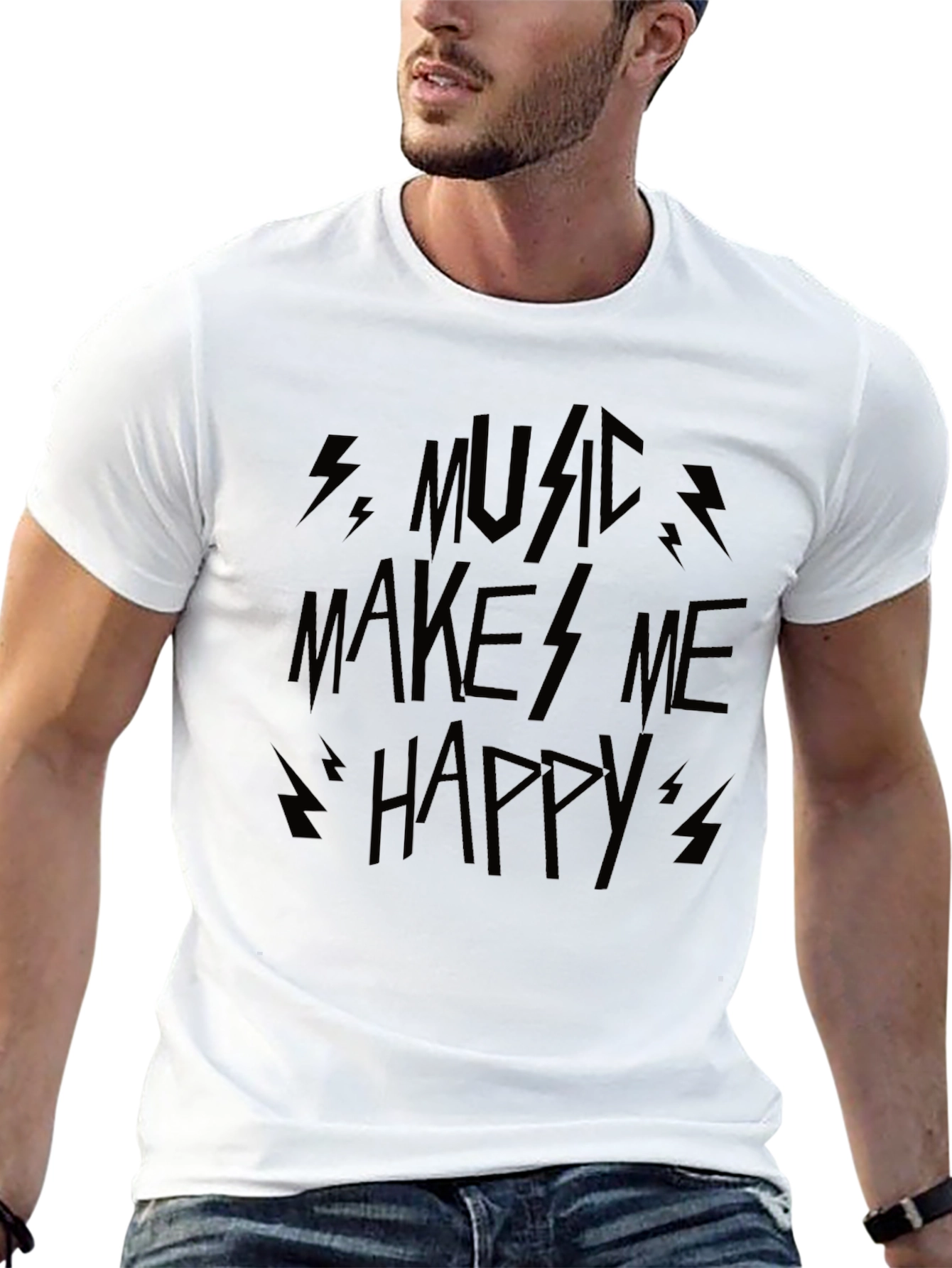 Music Makes Me Happy Graphic Tee - Black