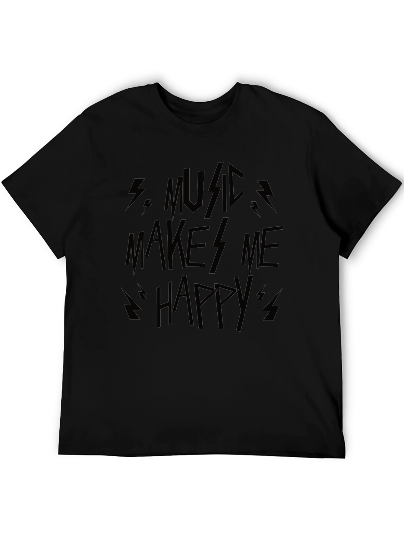 Music Makes Me Happy Graphic Tee - Black