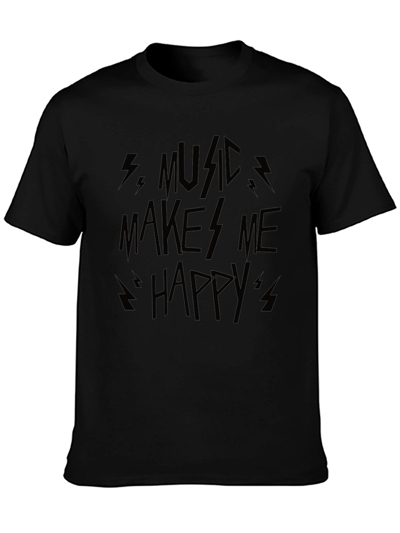 Music Makes Me Happy Graphic Tee - Black
