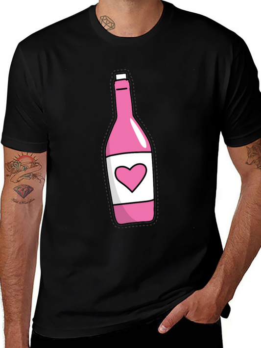 Pink Heart Bottle T-Shirt - Novelty Graphic Tee