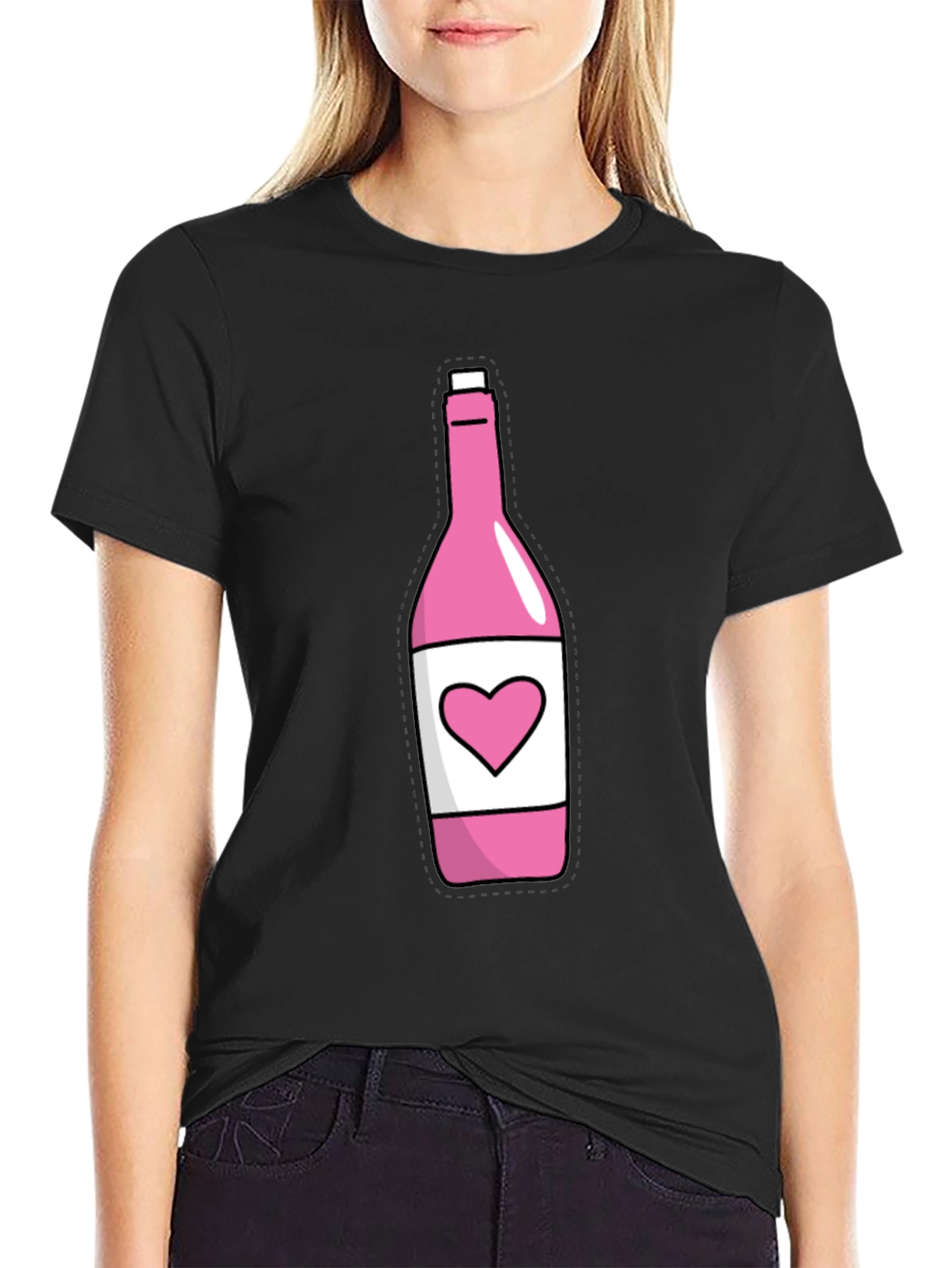Pink Heart Bottle T-Shirt - Novelty Graphic Tee