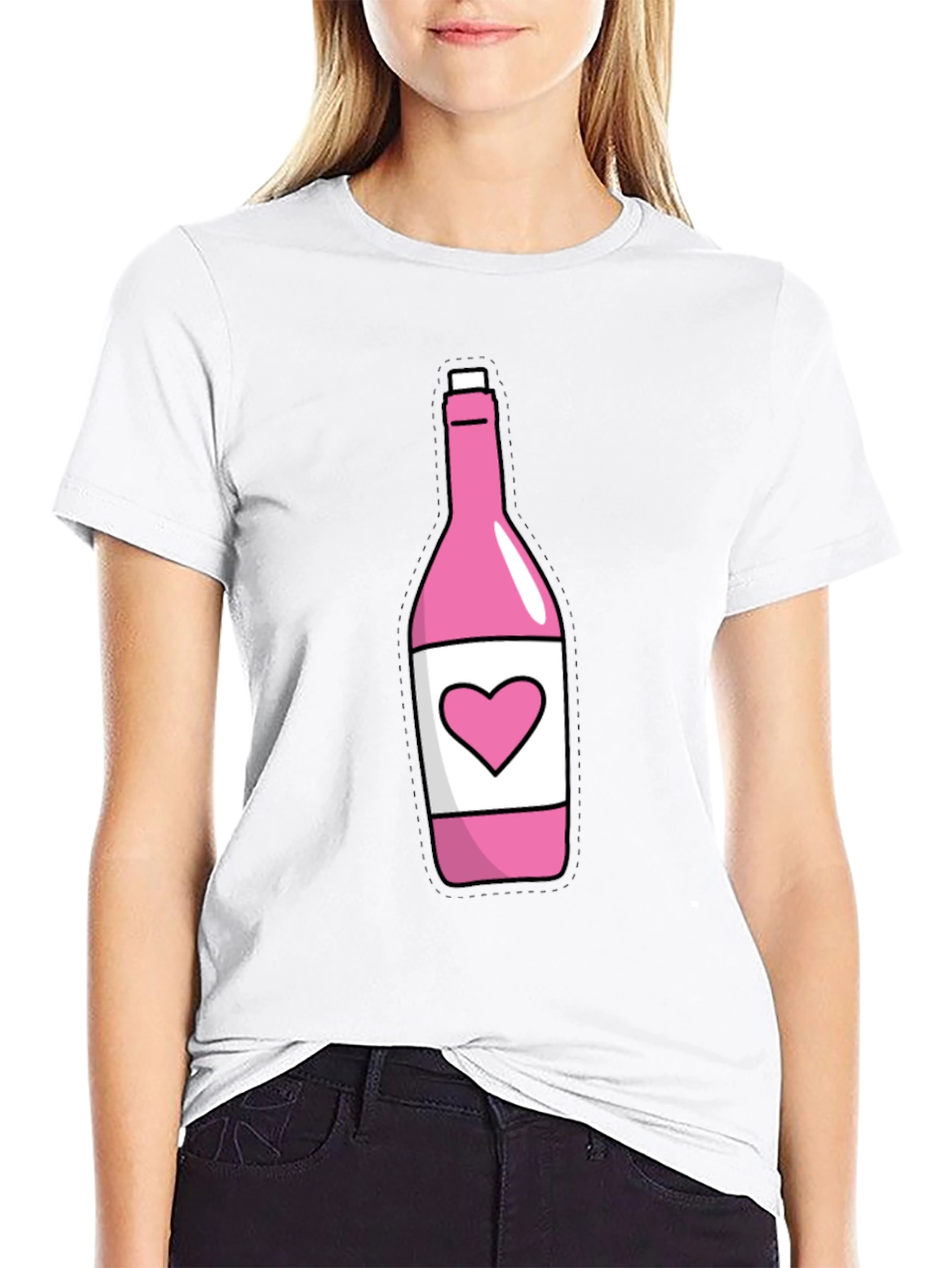 Pink Heart Bottle T-Shirt - Novelty Graphic Tee