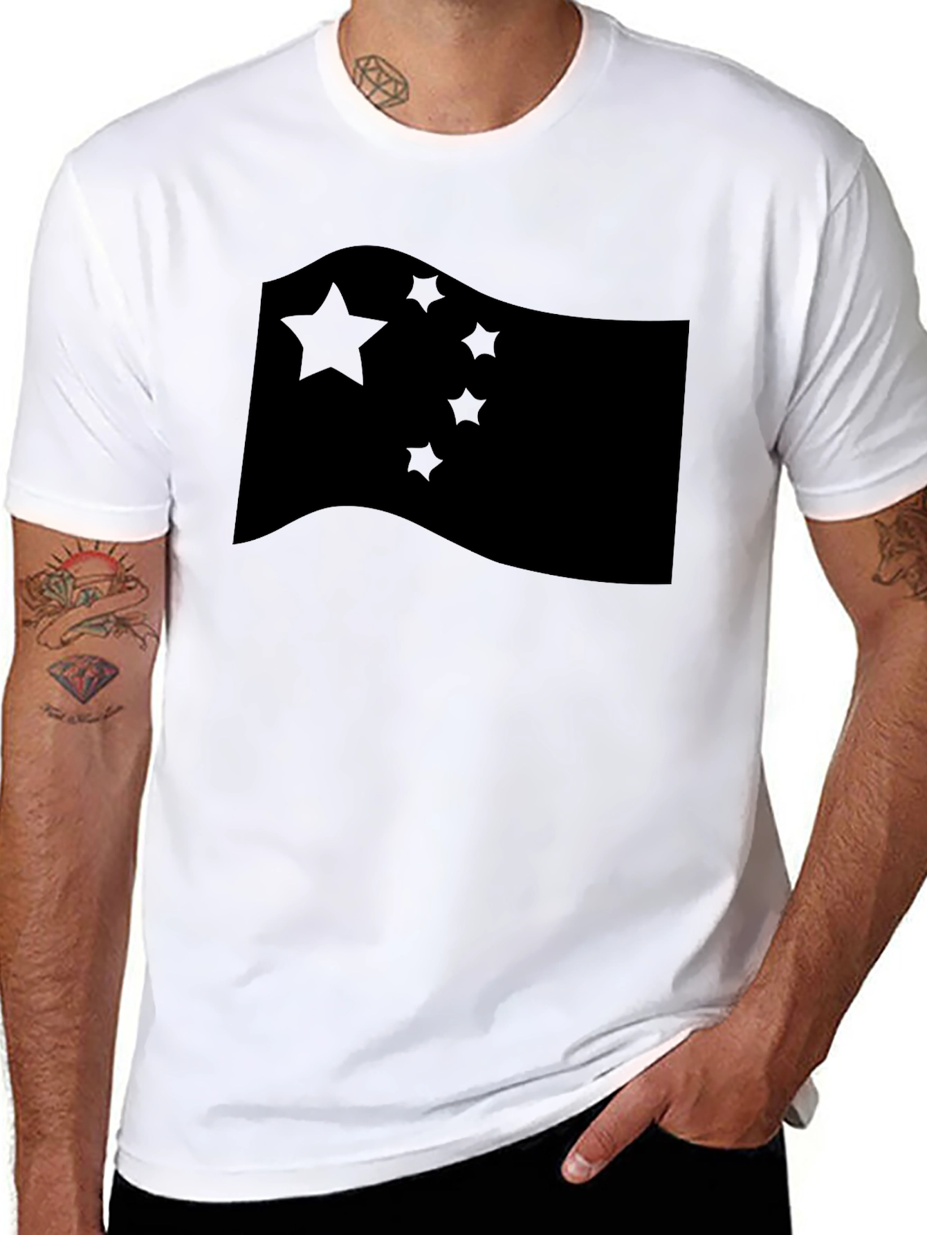 China Flag Graphic T-Shirt Crew Neck Casual Style