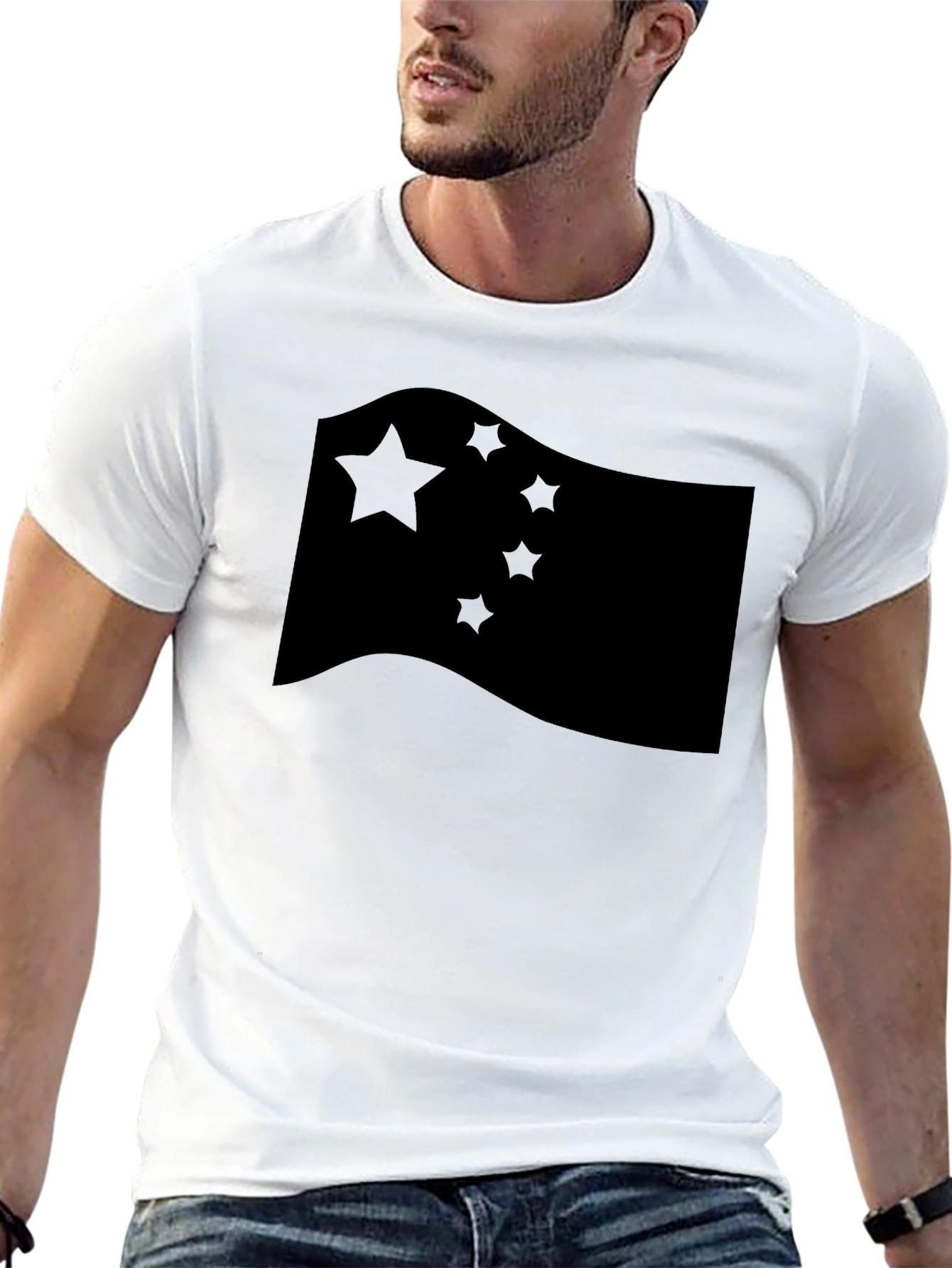 China Flag Graphic T-Shirt Crew Neck Casual Style