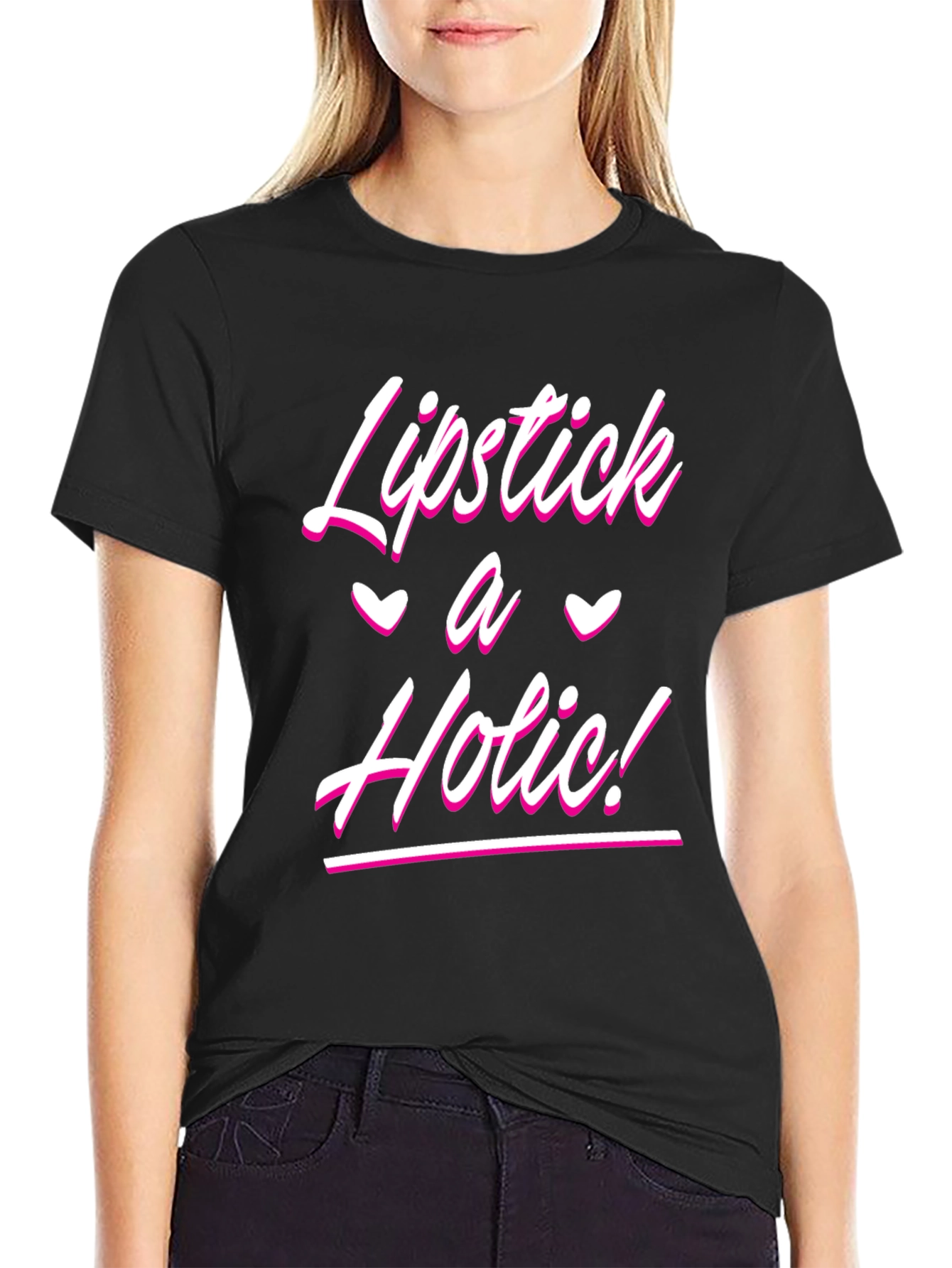Lipstick A Holic! Black T-Shirt