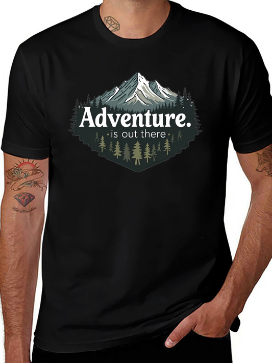 Adventure Awaits Graphic Tee - Mountain Scene Shirt