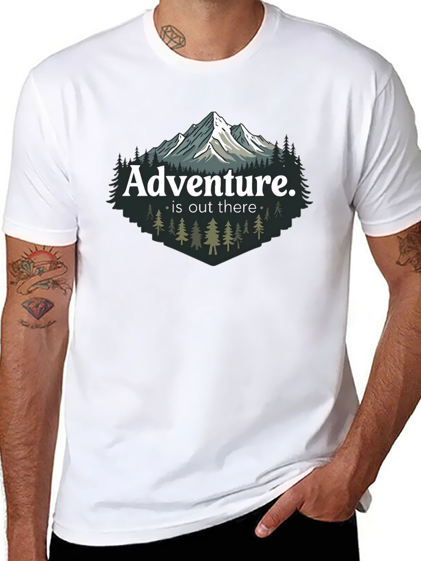 Adventure Awaits Graphic Tee - Mountain Scene Shirt