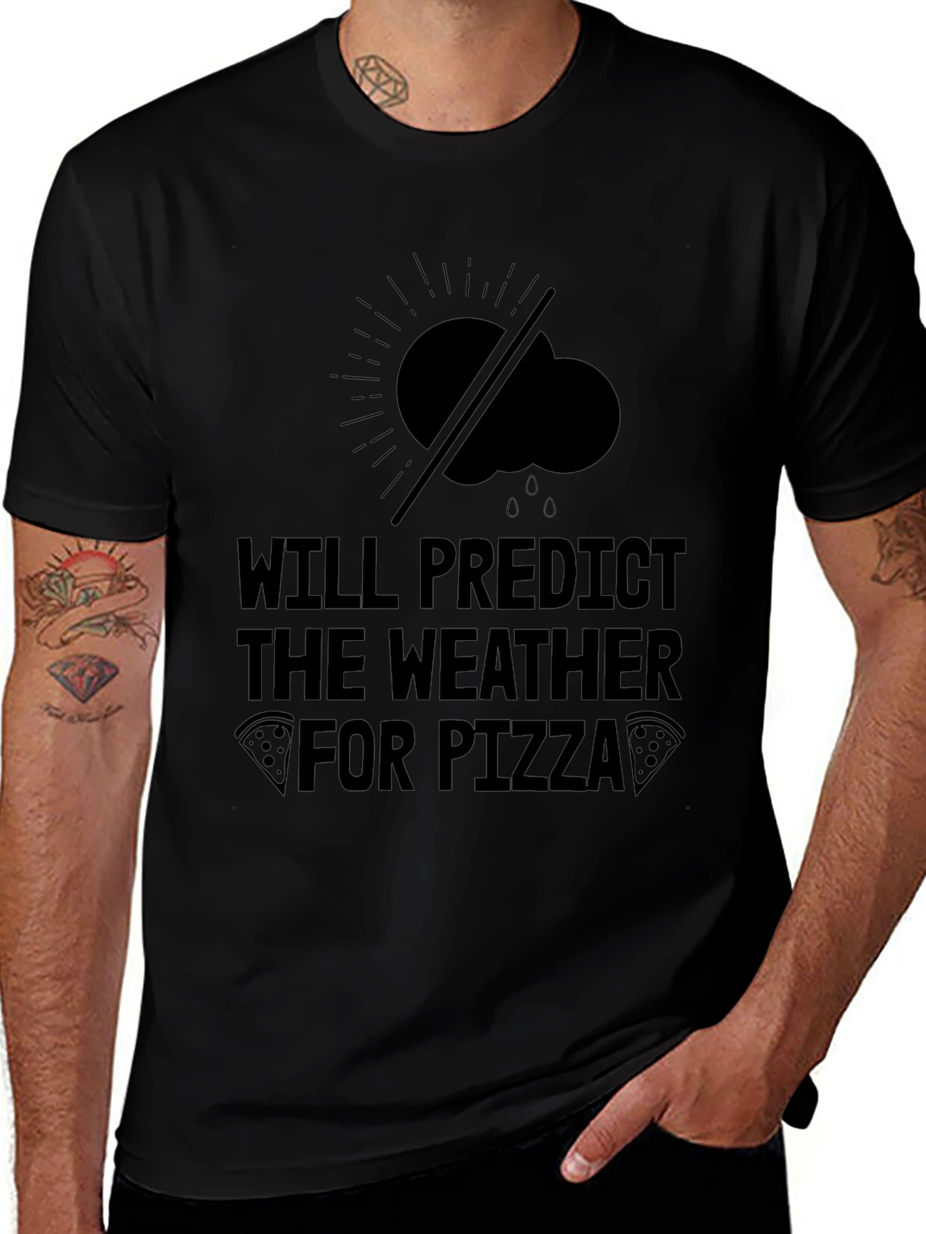Weather for Pizza Black T-Shirt