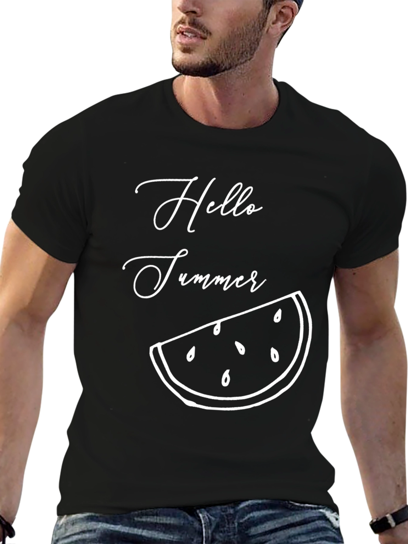 Hello Summer Graphic T-Shirt - Black