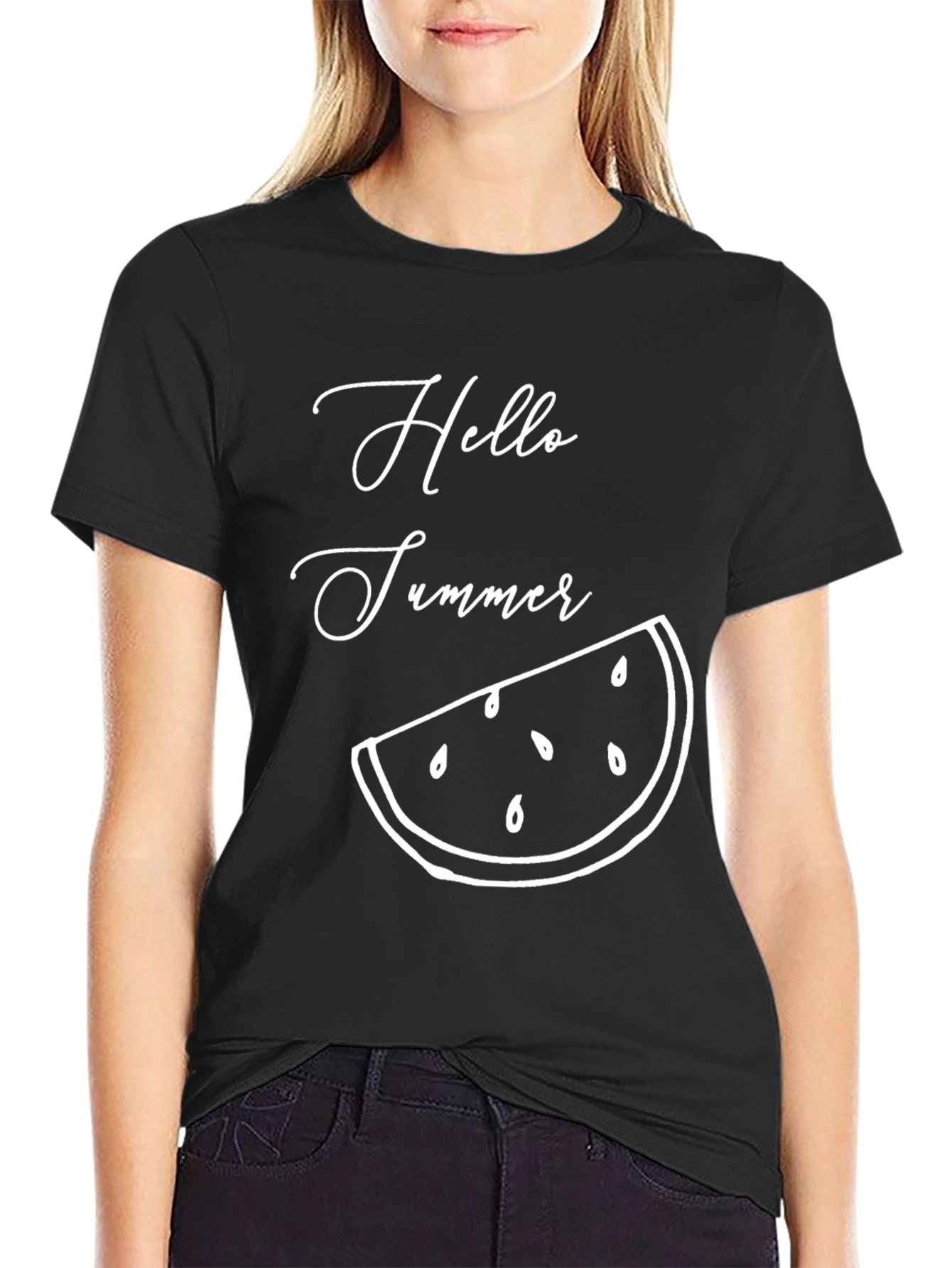 Hello Summer Graphic T-Shirt - Black