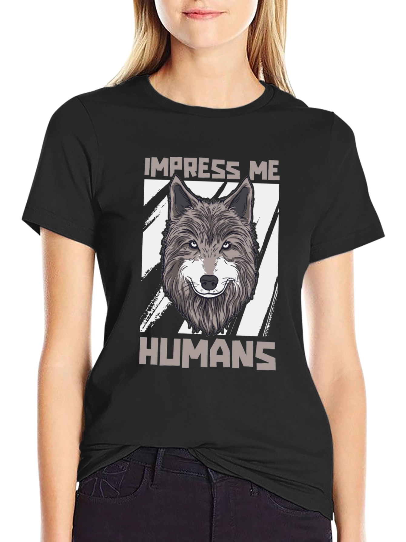 Impress Me Humans Wolf Graphic Tee