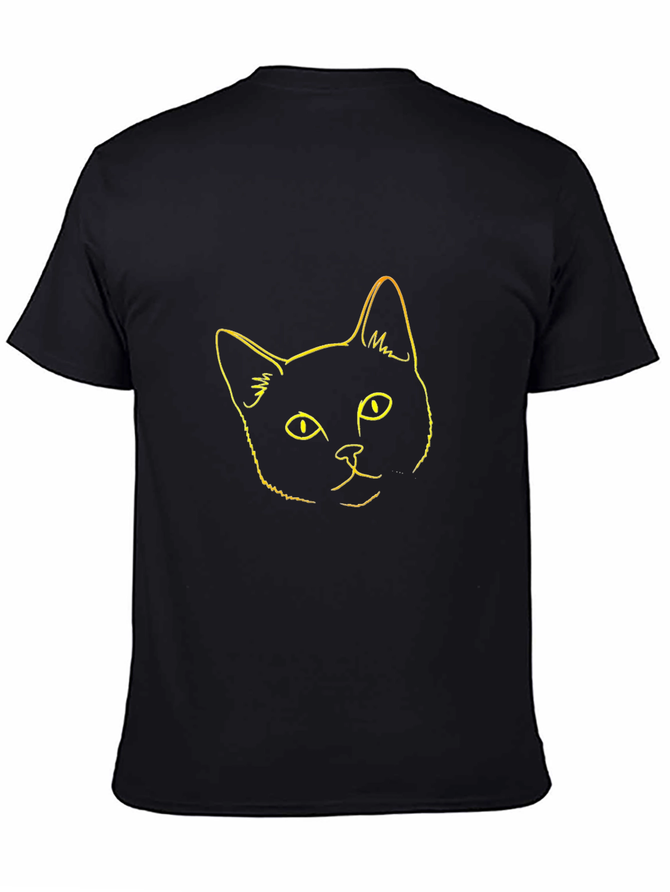 Cool Cat Outline Graphic Tee - Black