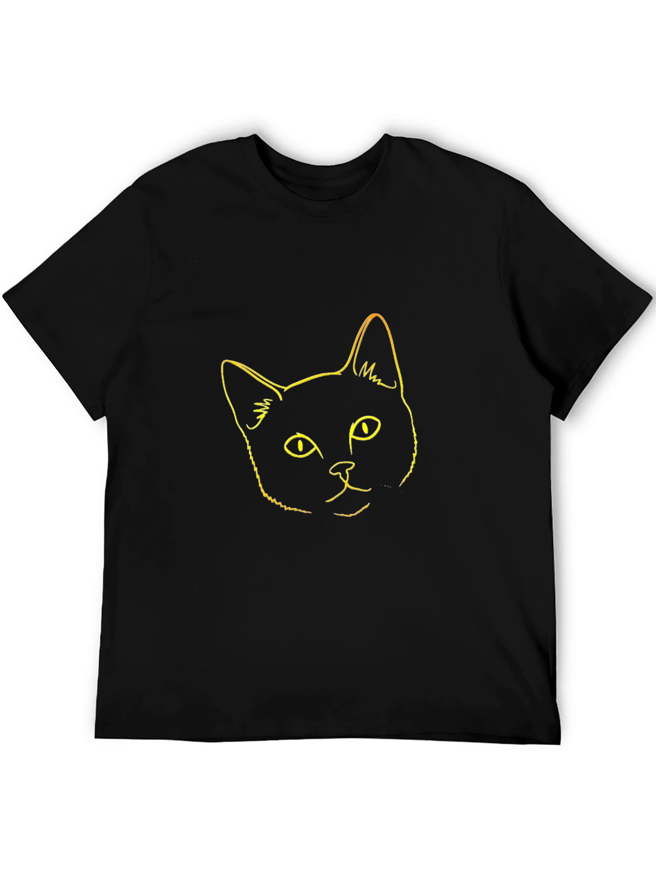 Cool Cat Outline Graphic Tee - Black