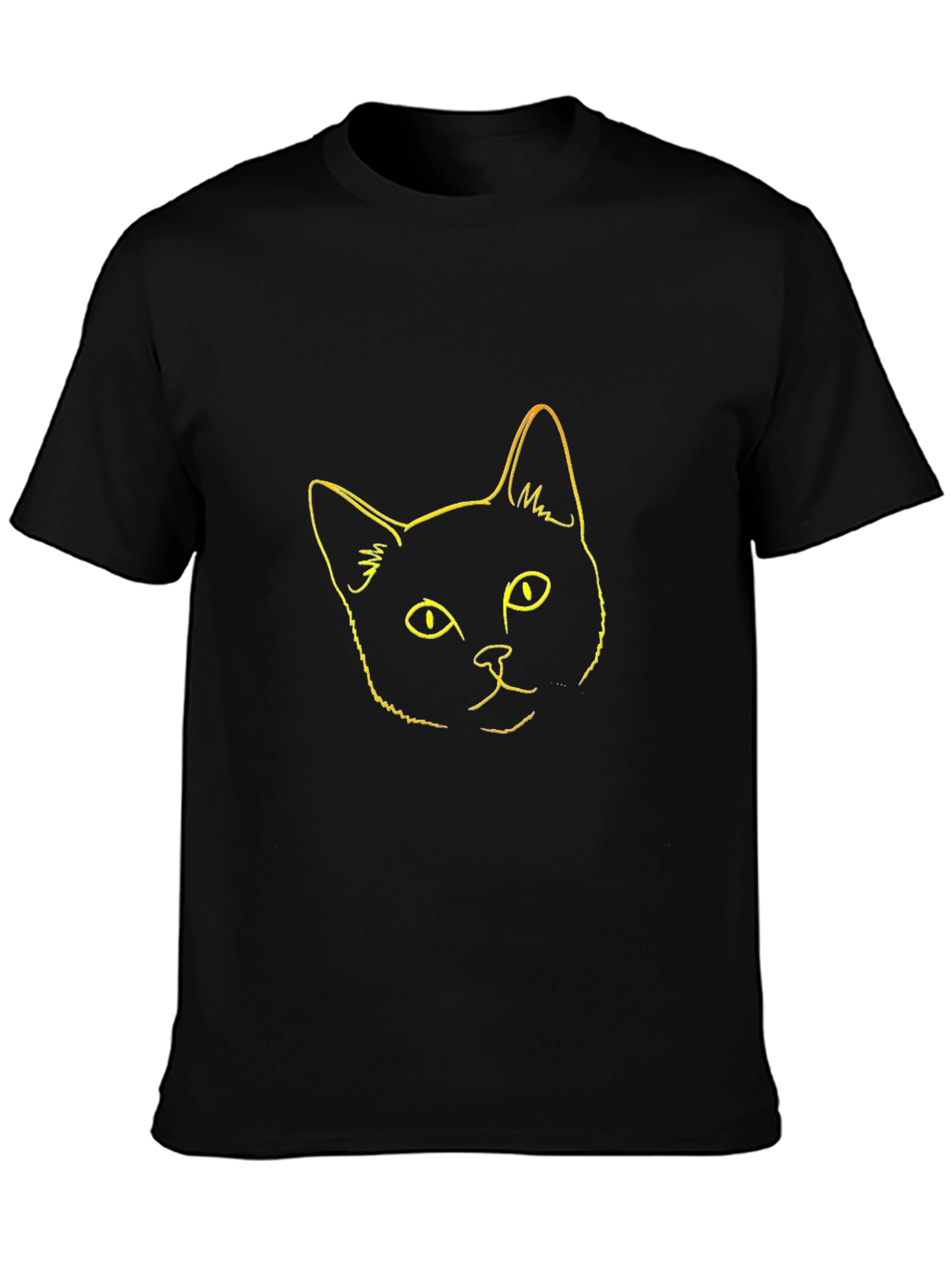 Cool Cat Outline Graphic Tee - Black