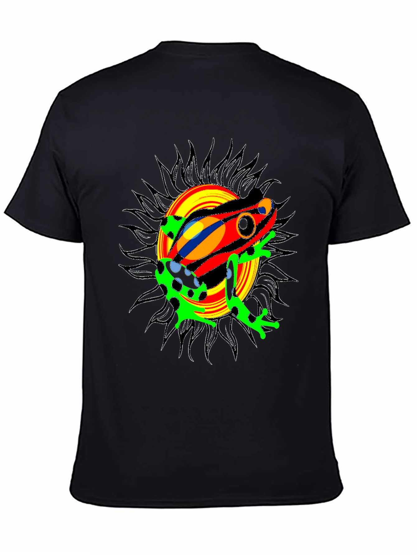 Psychedelic Frog Graphic Tee - Black Cotton Blend T-Shirt