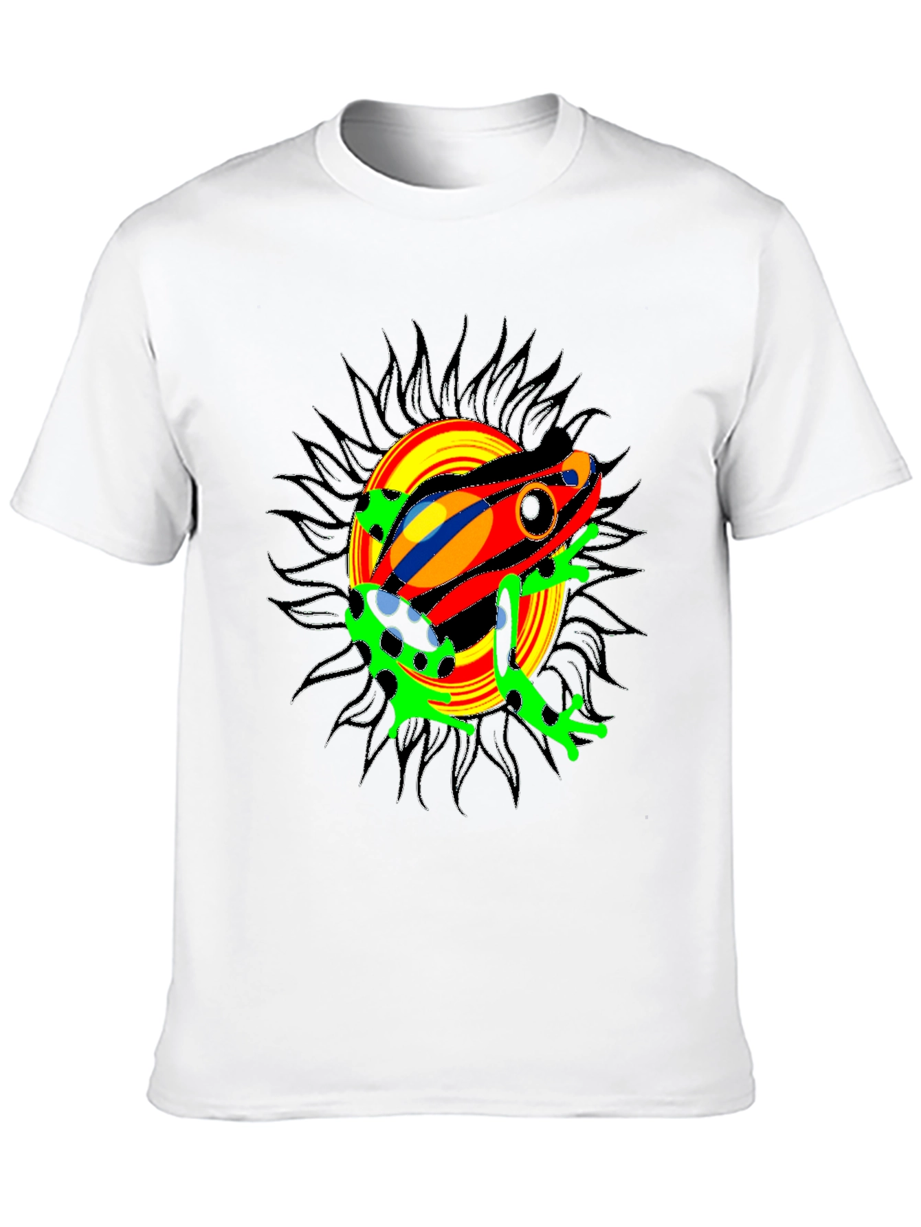 Psychedelic Frog Graphic Tee - Black Cotton Blend T-Shirt