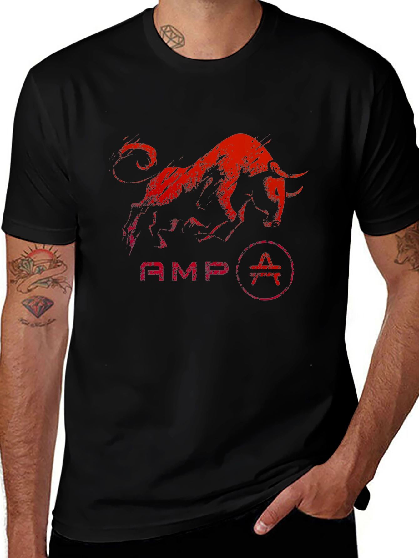 AMP Bull Graphic T-Shirt - Black