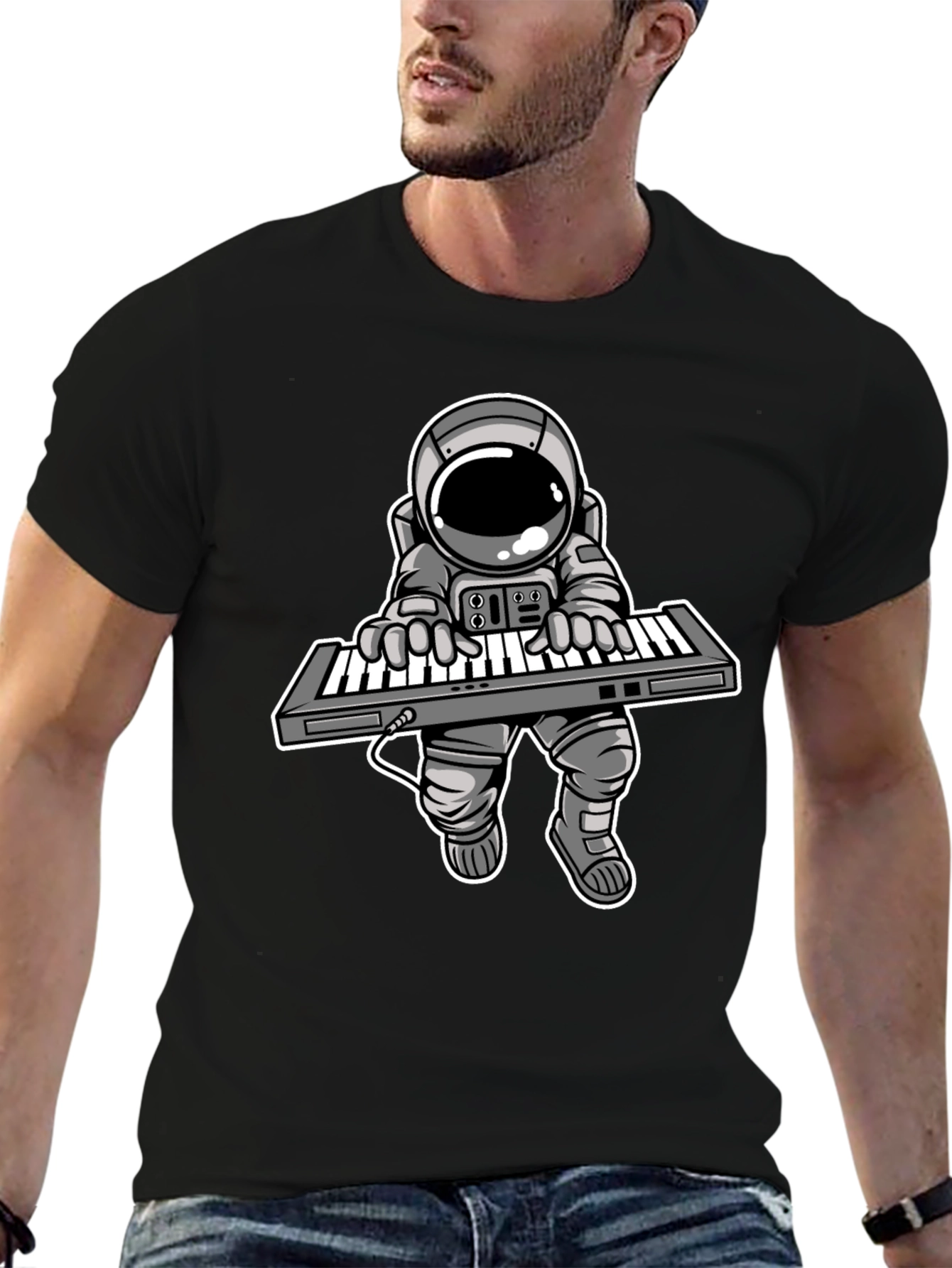 Astronaut Keyboard T-Shirt - Space Musician Tee