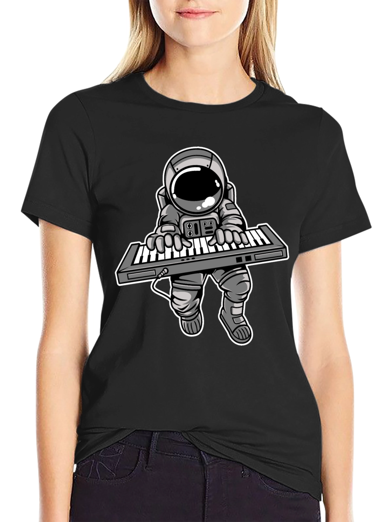 Astronaut Keyboard T-Shirt - Space Musician Tee