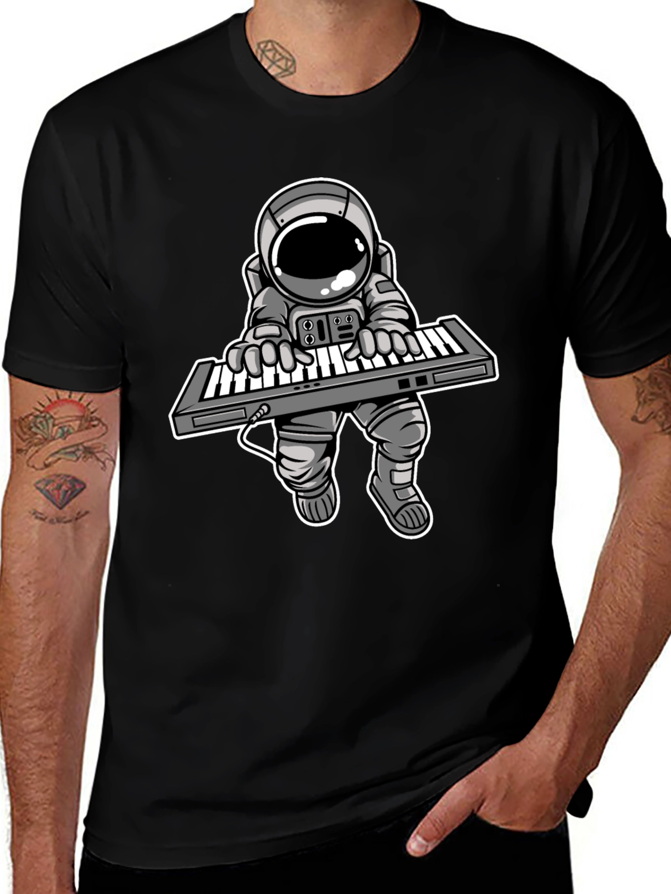 Astronaut Keyboard T-Shirt - Space Musician Tee