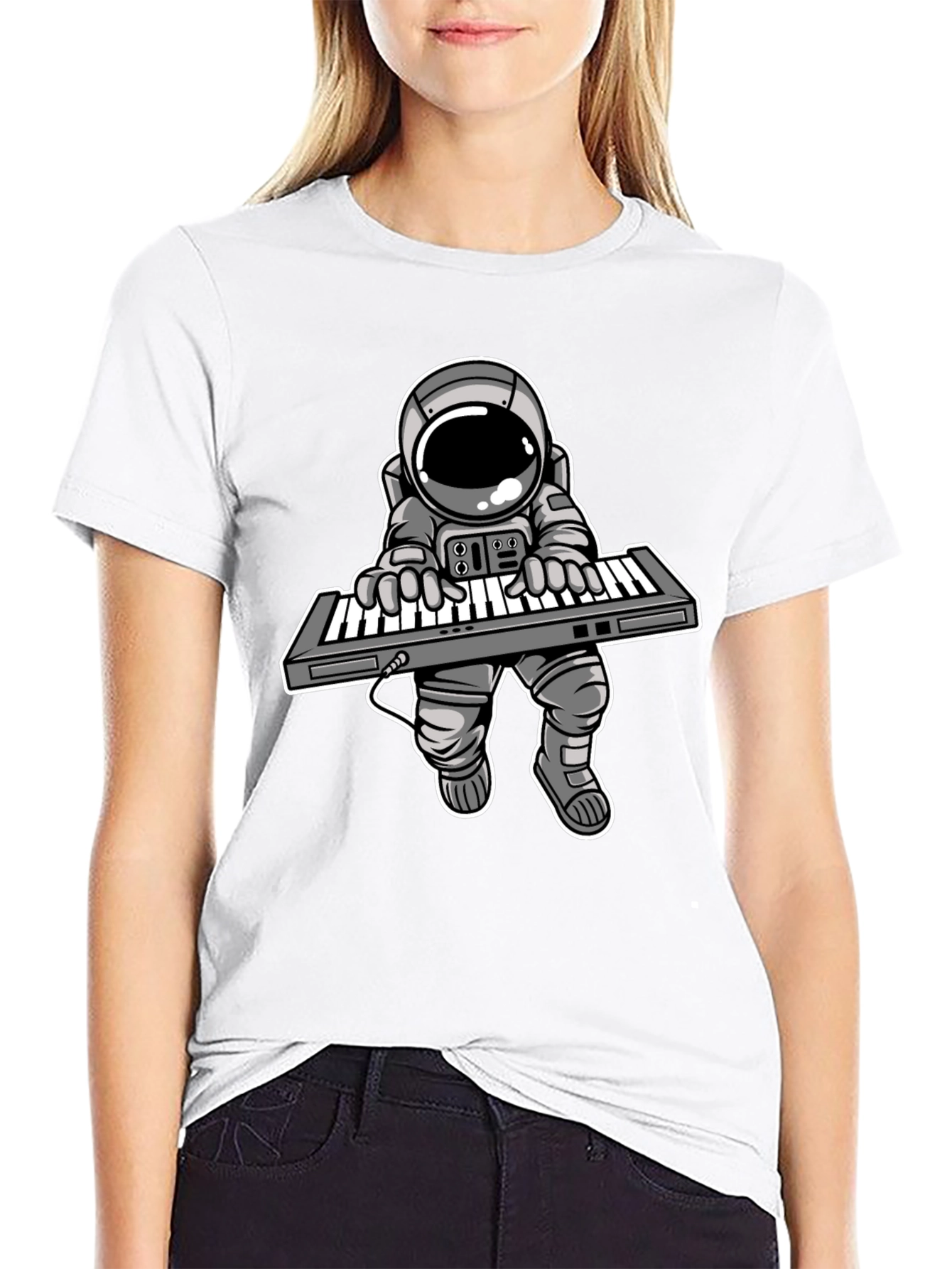 Astronaut Keyboard T-Shirt - Space Musician Tee