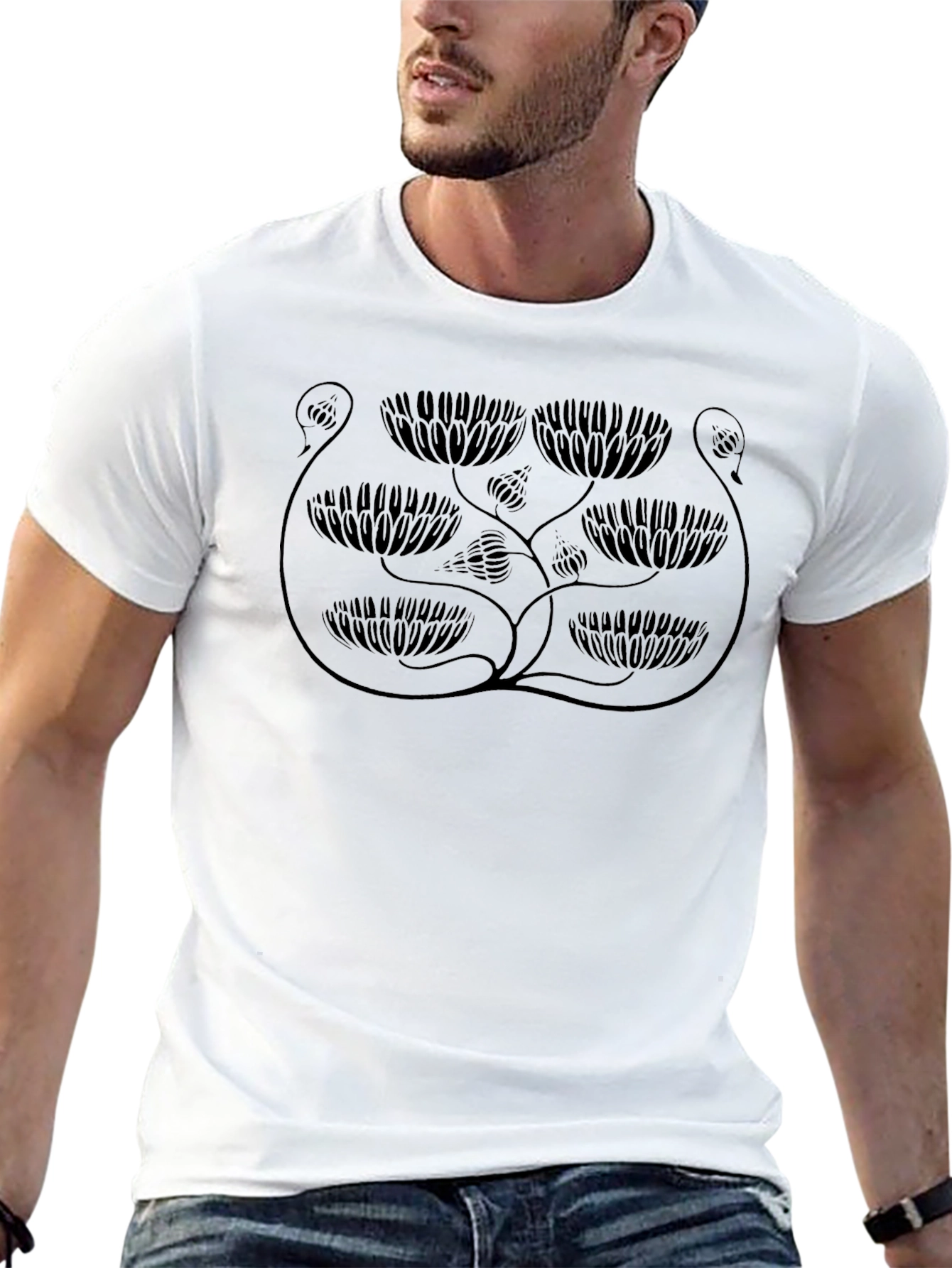 Floral Design Black Graphic Tee