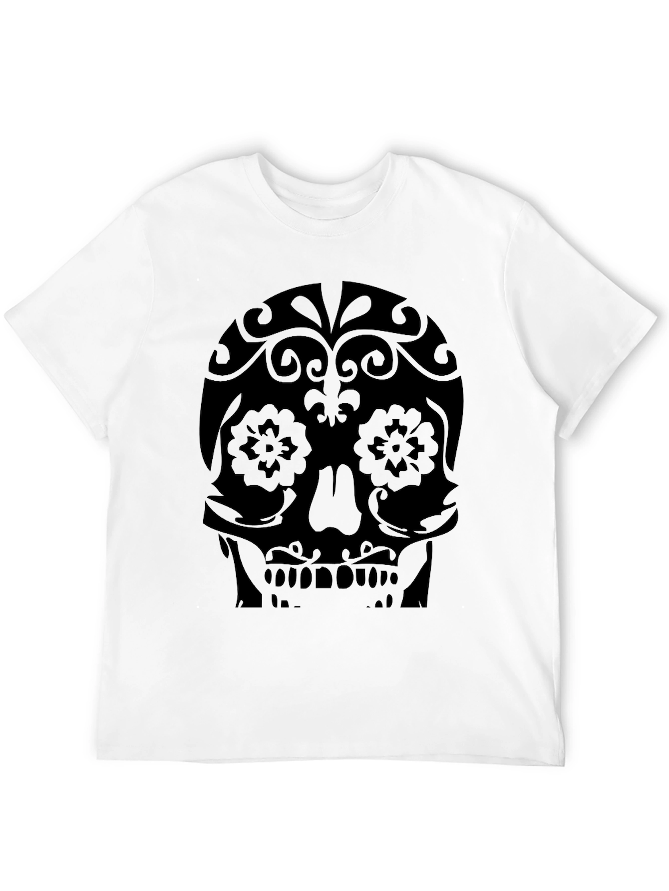 Black Skull Graphic Tee - Dia de los Muertos