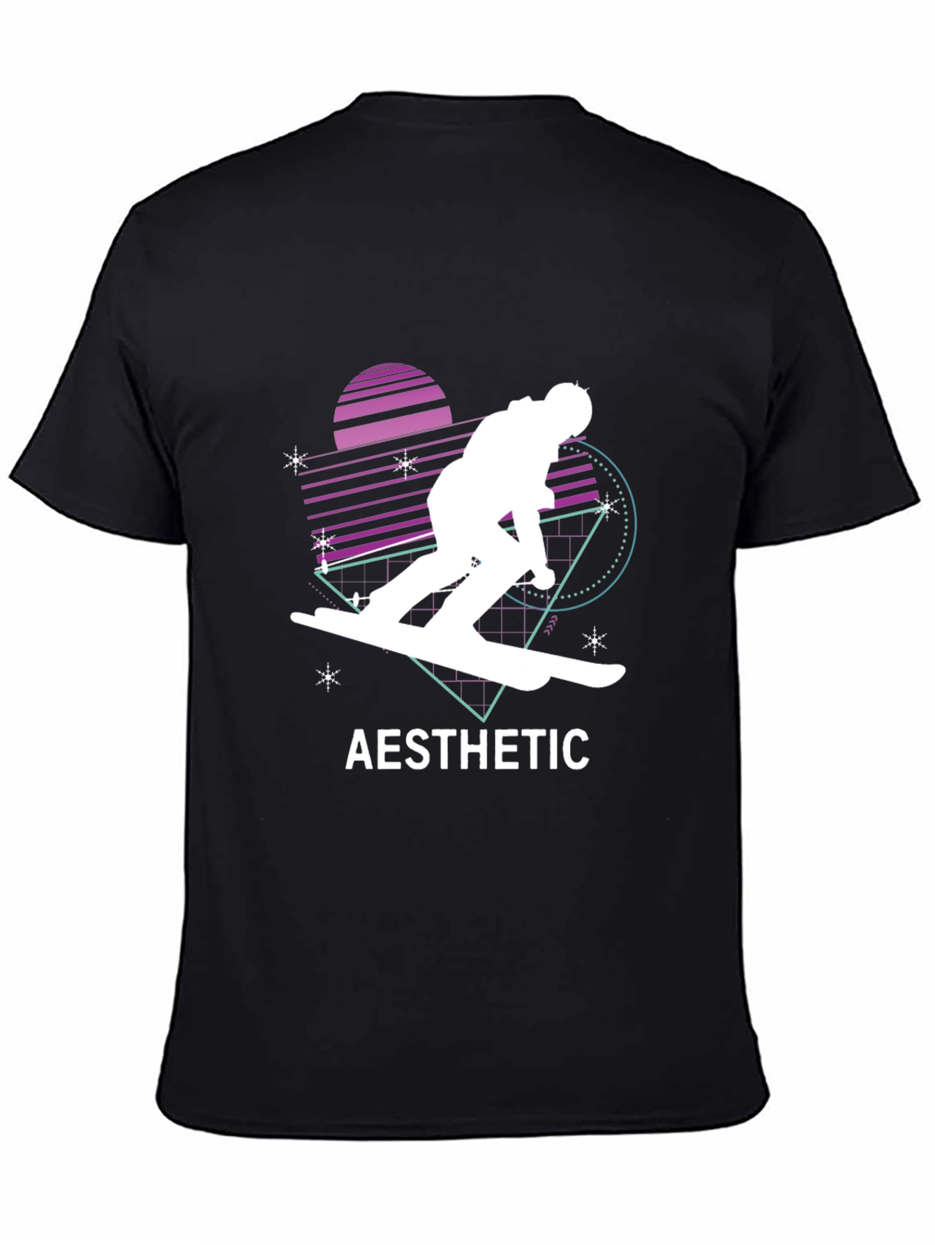 Aesthetic Retro Skiing T-Shirt - Black