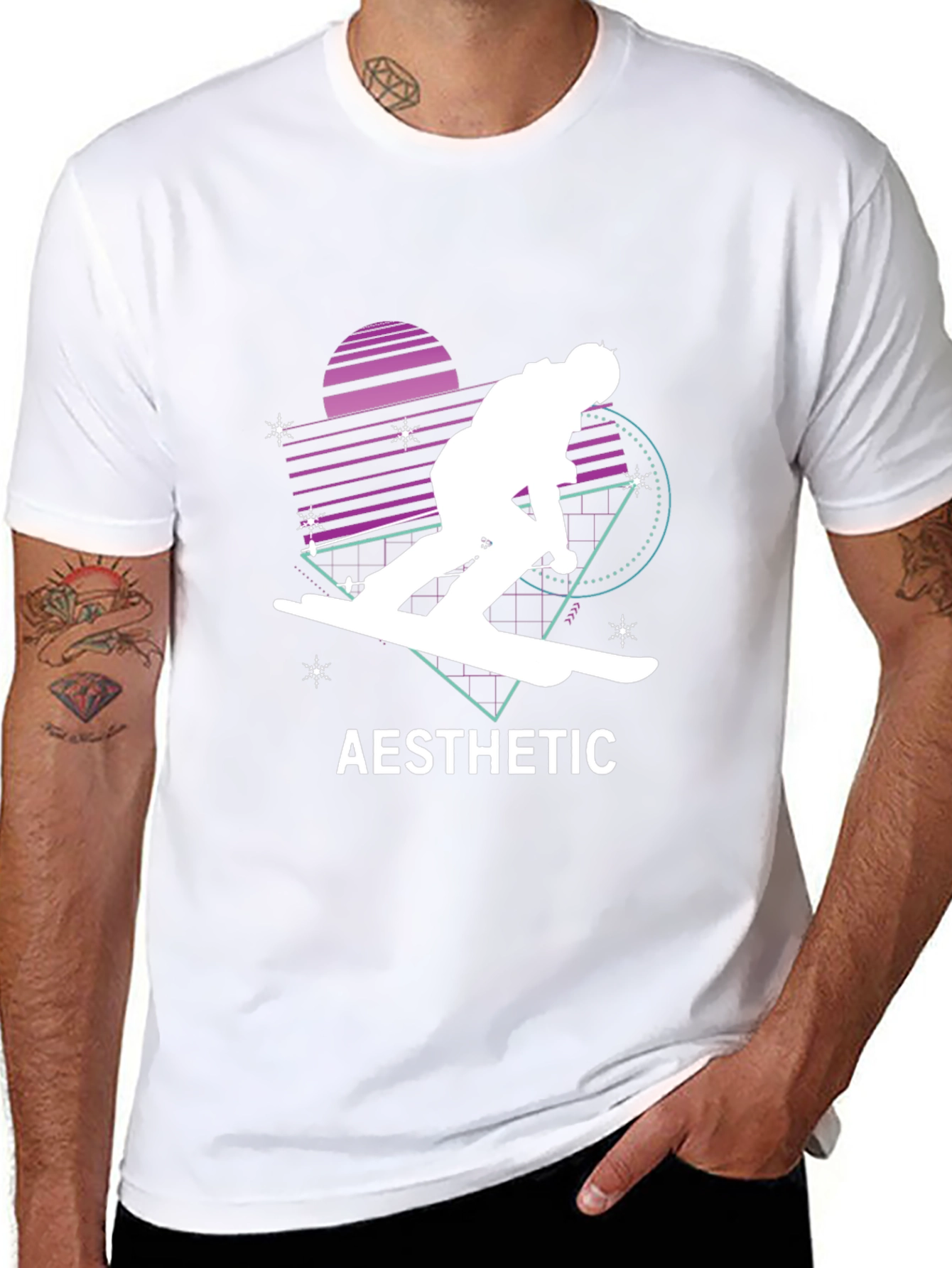 Aesthetic Retro Skiing T-Shirt - Black