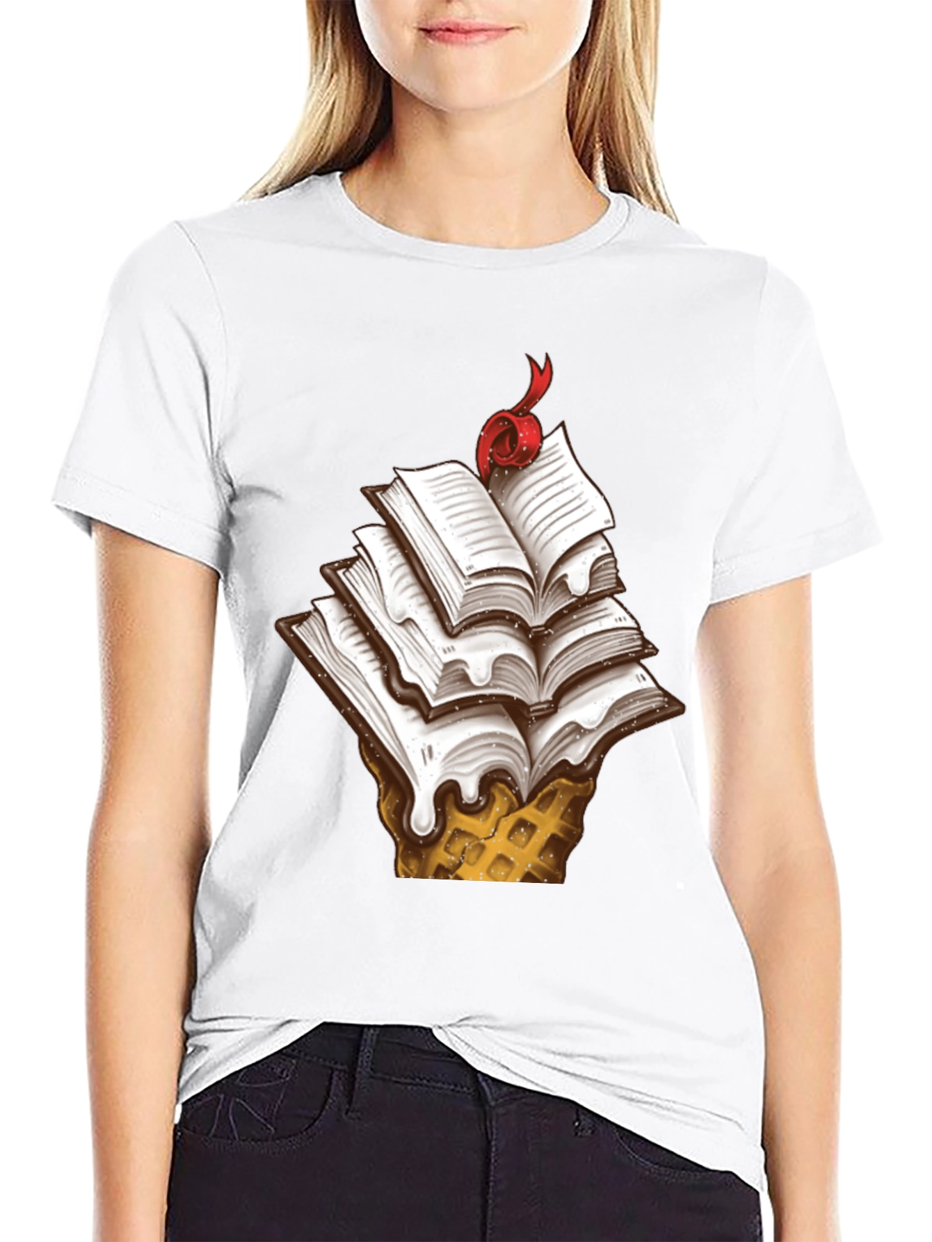 Book Ice Cream Cone Graphic Tee