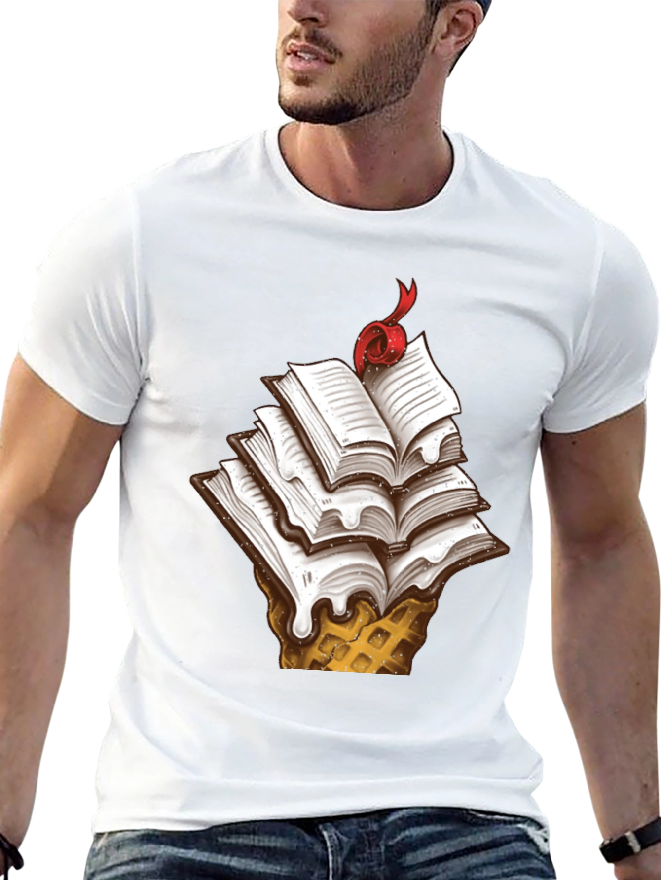 Book Ice Cream Cone Graphic Tee